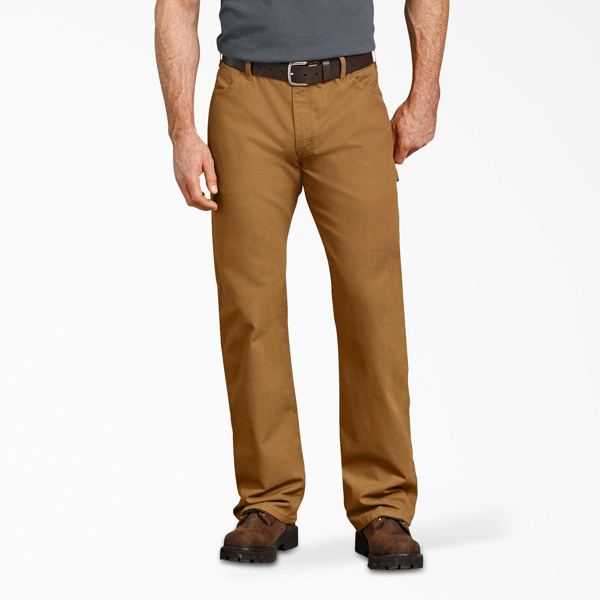 Relaxed Fit Straight Leg Duck Carpenter Pants, Rinsed Brown Duck