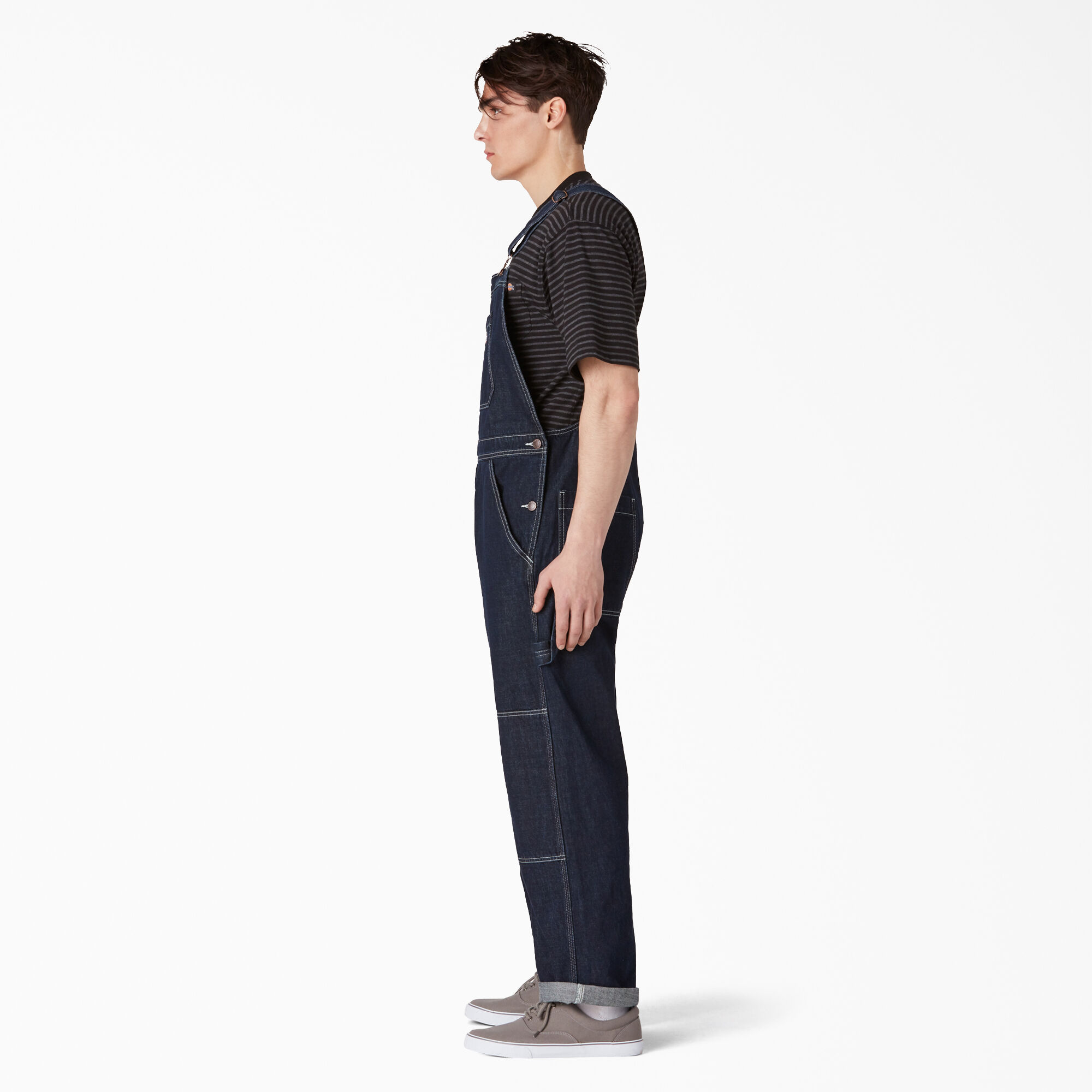 Rinsed Denim Double Knee Bib Overalls