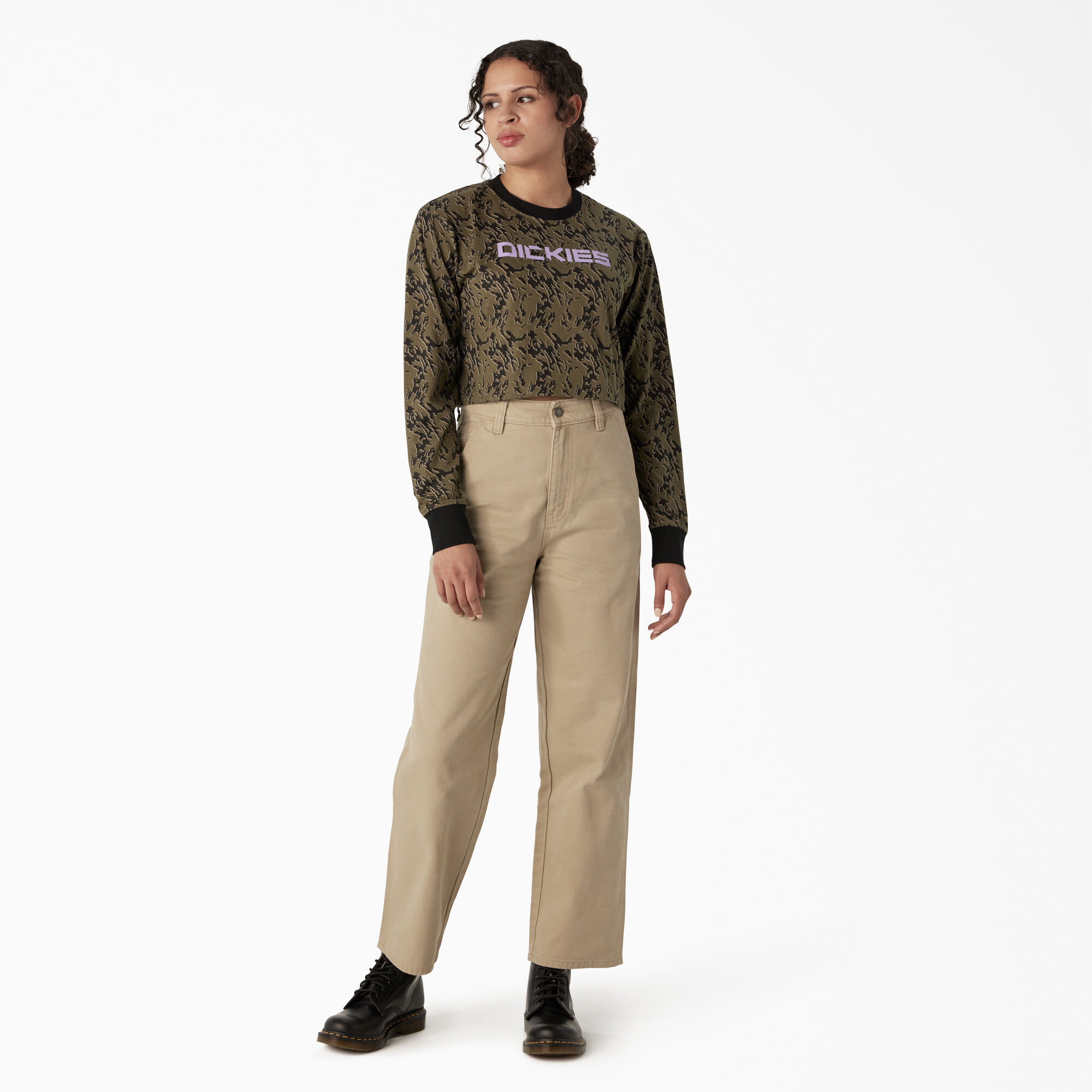 Women's Camo Long Sleeve Cropped T-Shirt