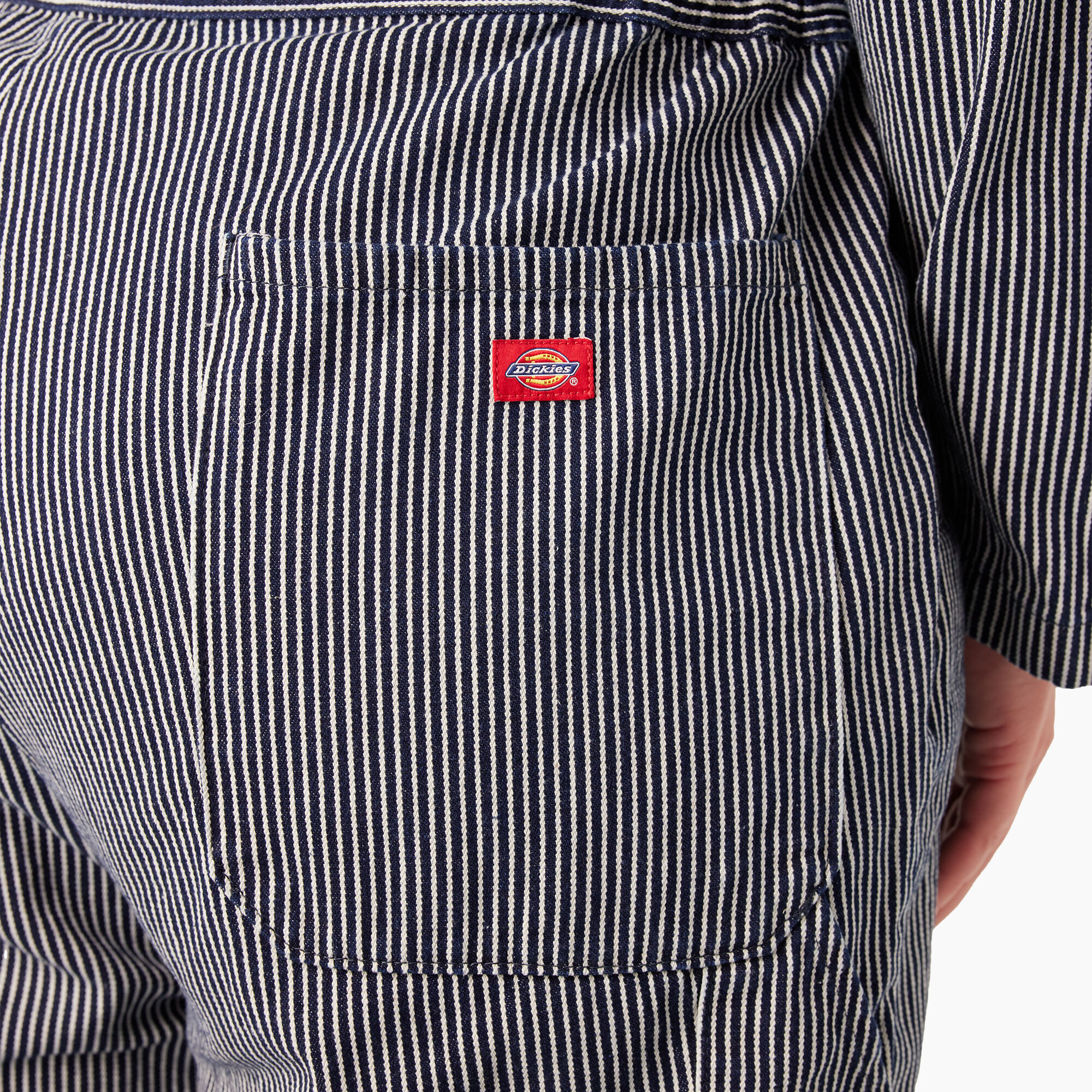 Women's Plus Relaxed Fit Long Sleeve Hickory Stripe Overalls