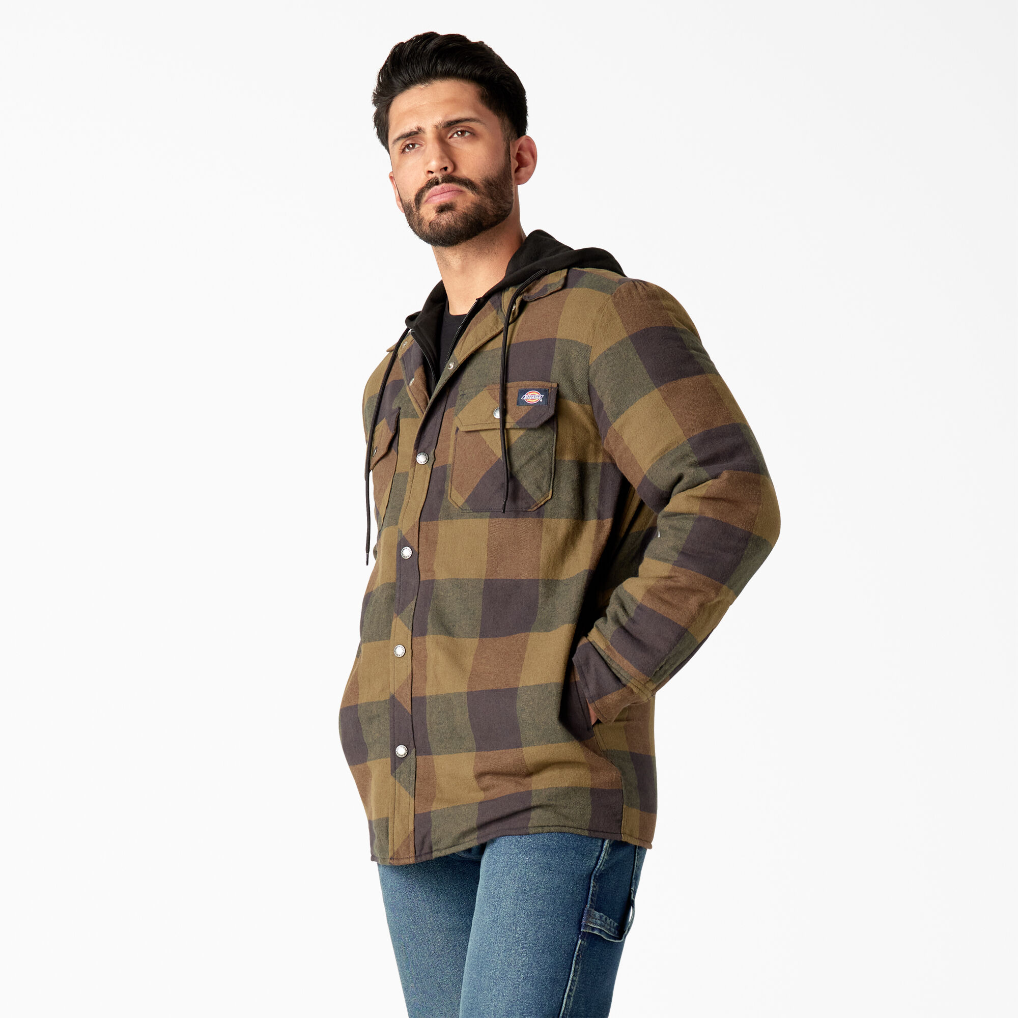 Flannel Hooded Shirt Jacket