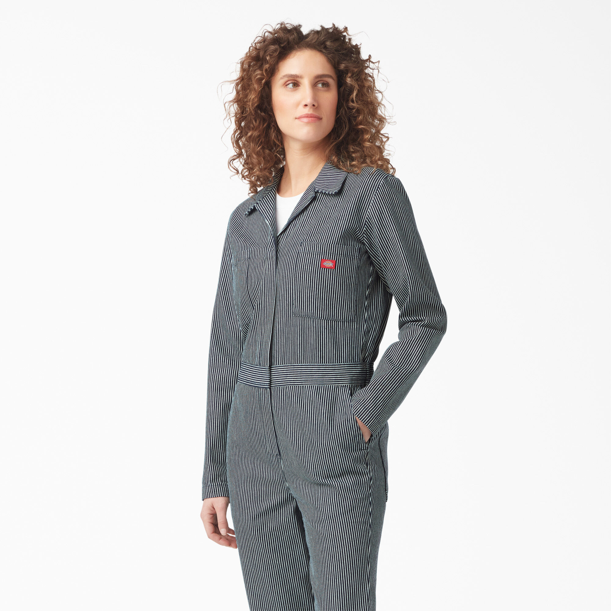 Women's Relaxed Fit Long Sleeve Hickory Stripe Coveralls