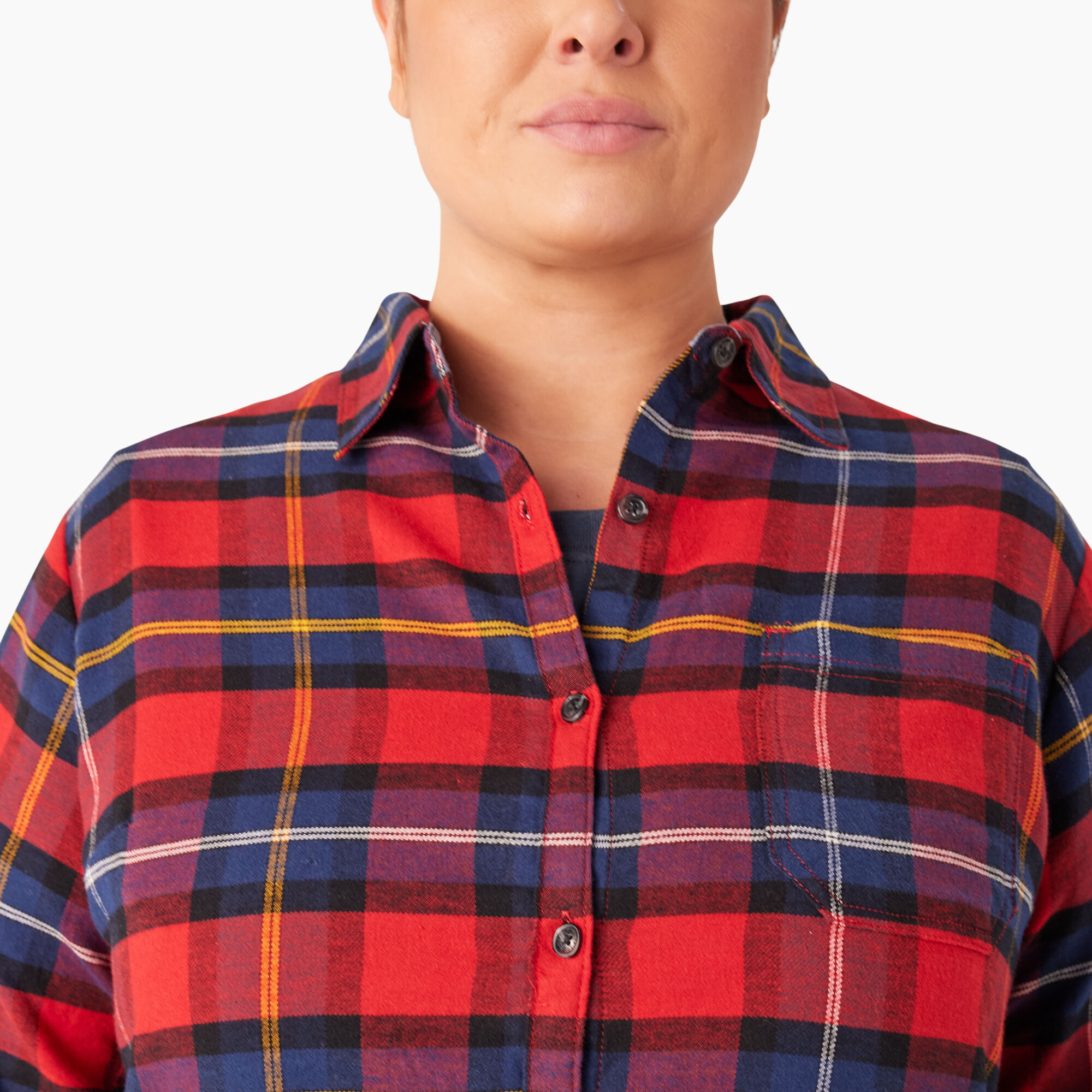 Women's Plus Long Sleeve Plaid Flannel Shirt