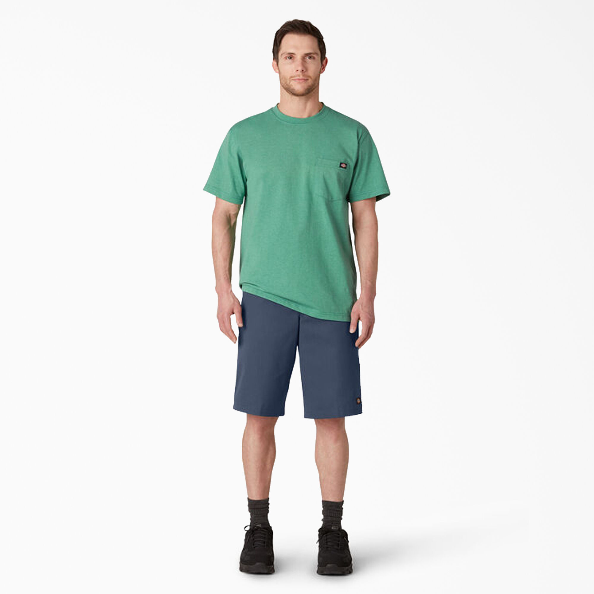 Loose Fit Flat Front Work Shorts, 13