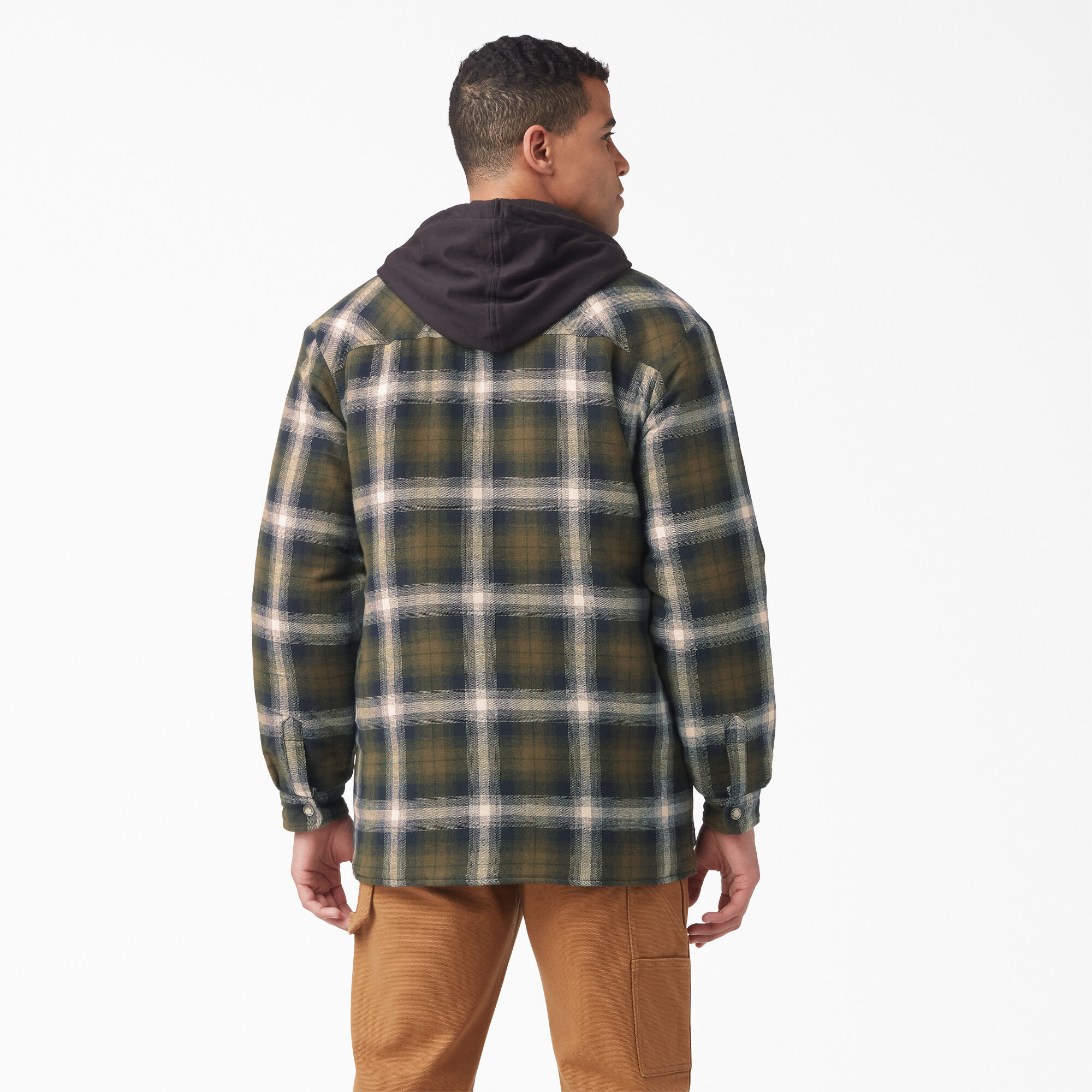 Water Repellent Flannel Hooded Shirt Jacket