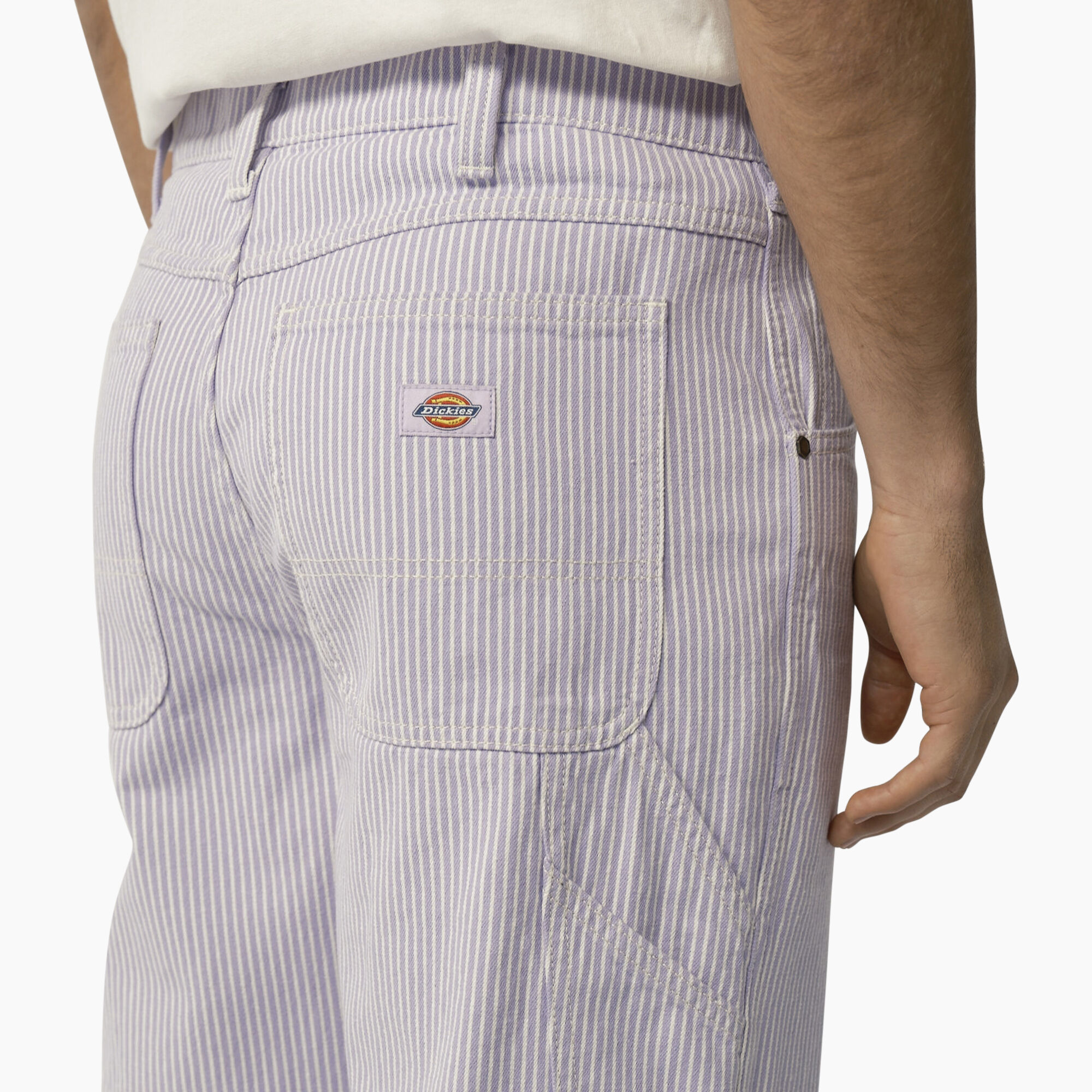 Garyville Regular Fit Hickory Stripe Carpenter Pants, Ecru/Lilac