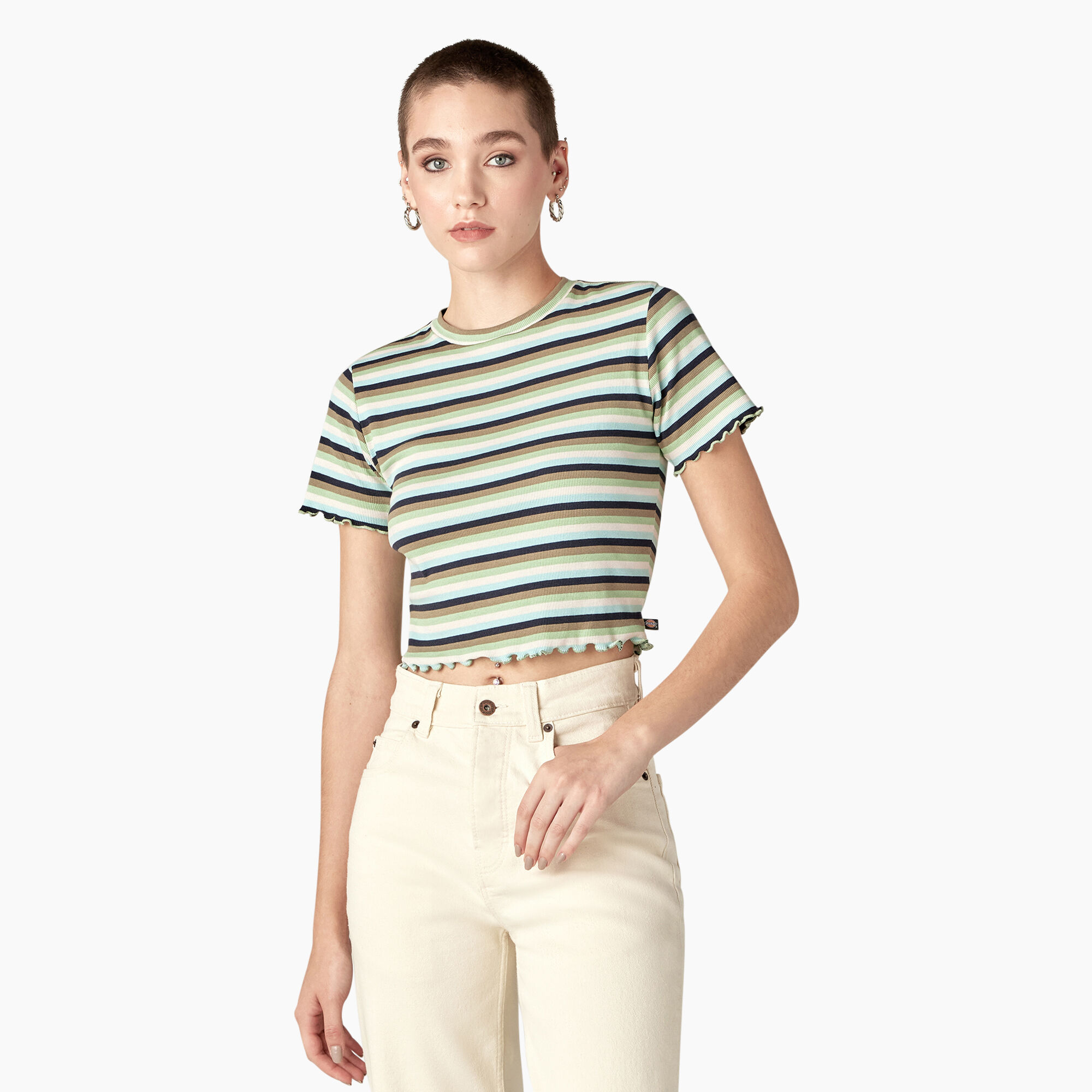 Women's Striped Cropped Baby T-Shirt