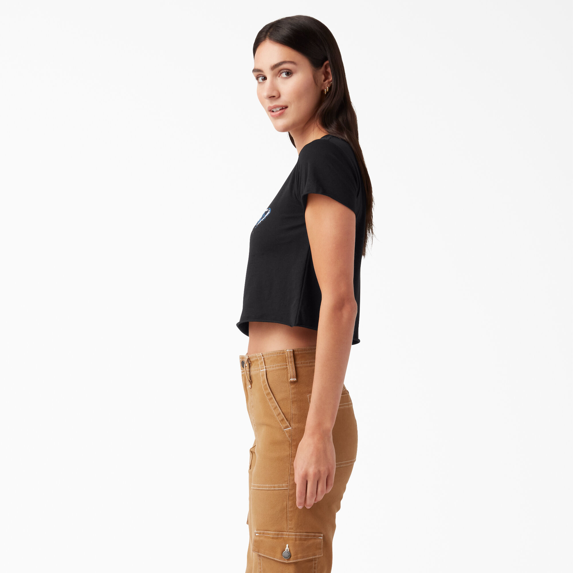 Women's Distressed Logo Cropped T-Shirt