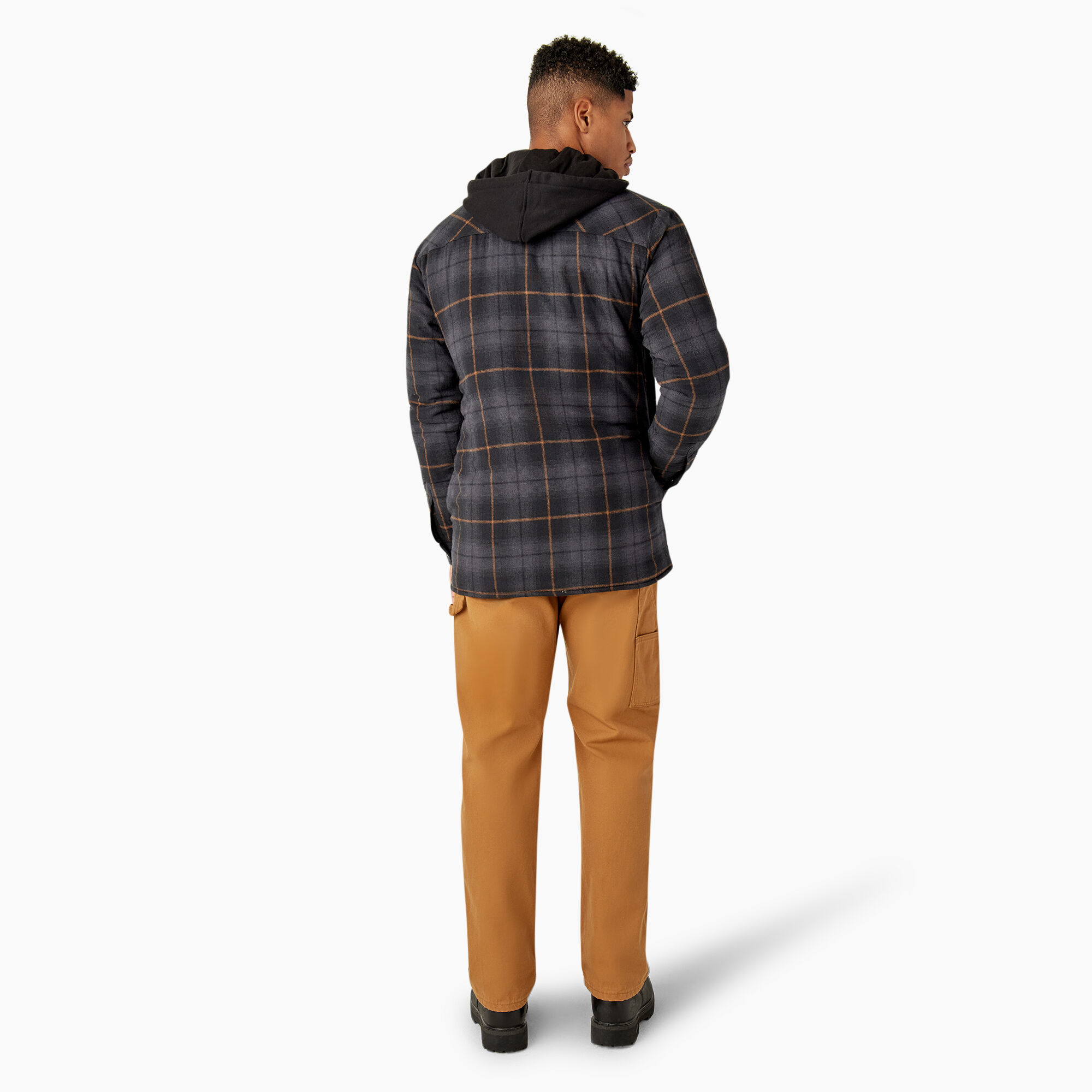 Water Repellent Flannel Hooded Shirt Jacket