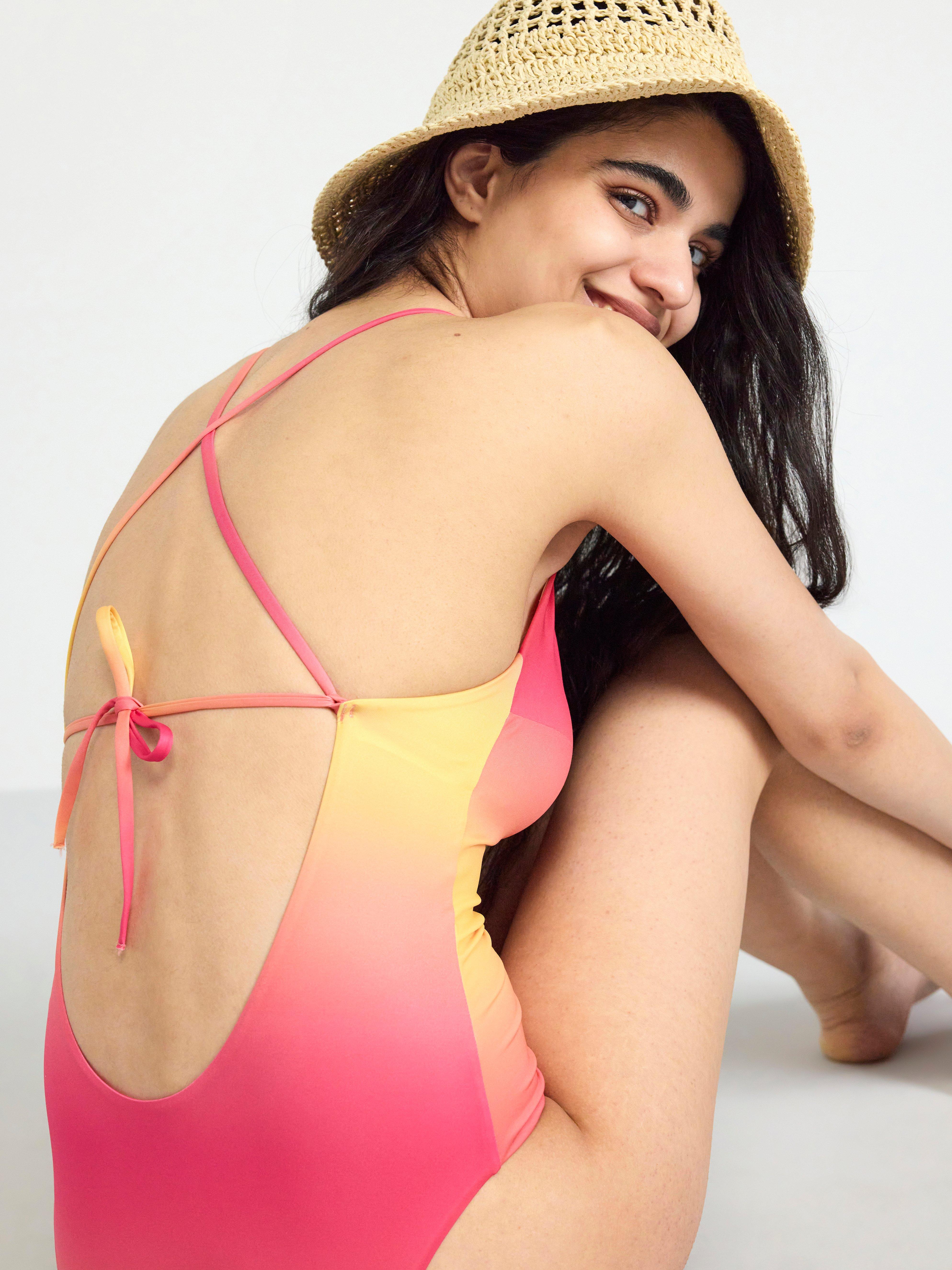 Swimsuit with colour gradient Dark Pink