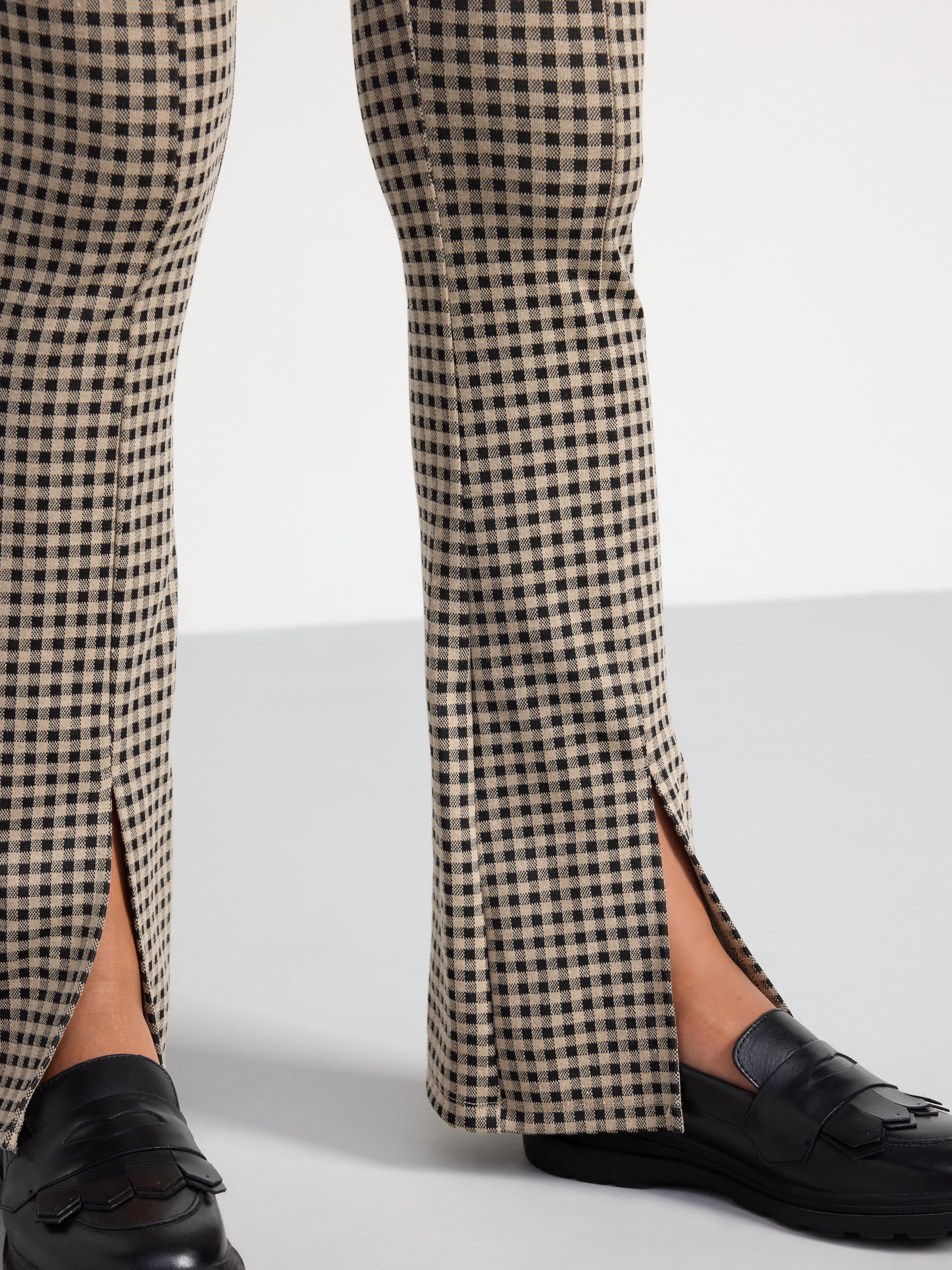 Flared trousers with checks Black