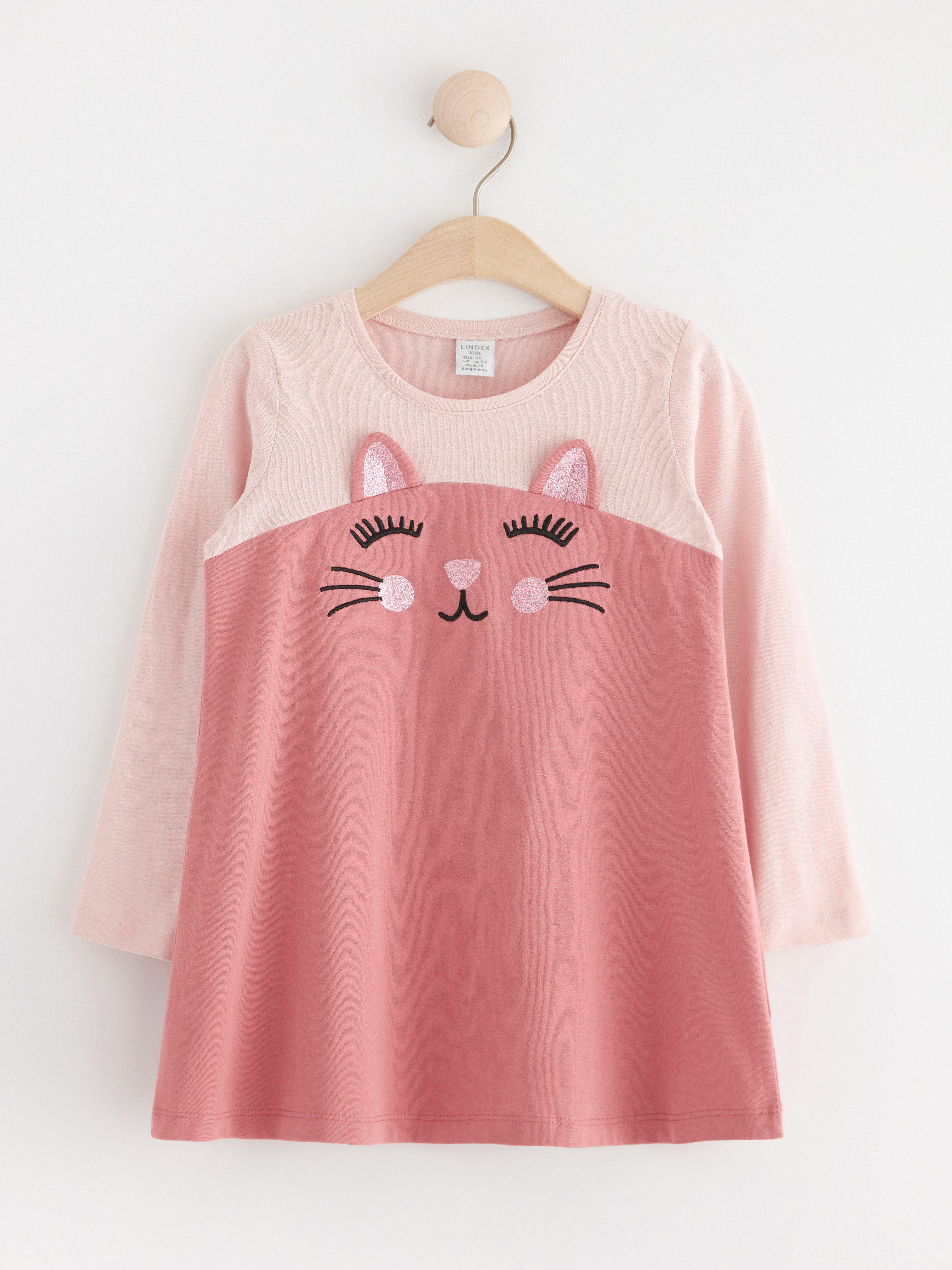 Tunic with cat Dusty Pink
