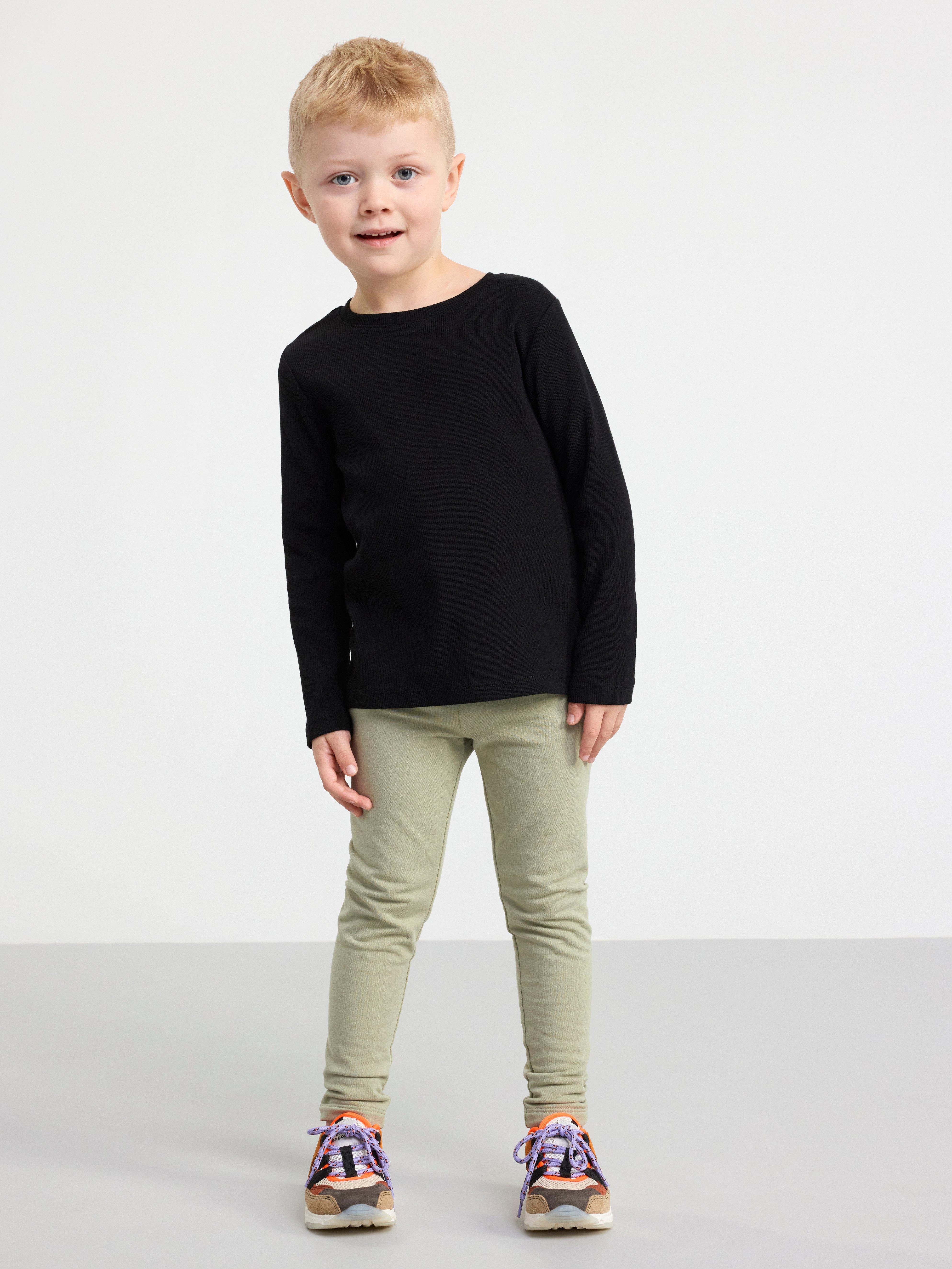 Ribbed long sleeve top Black