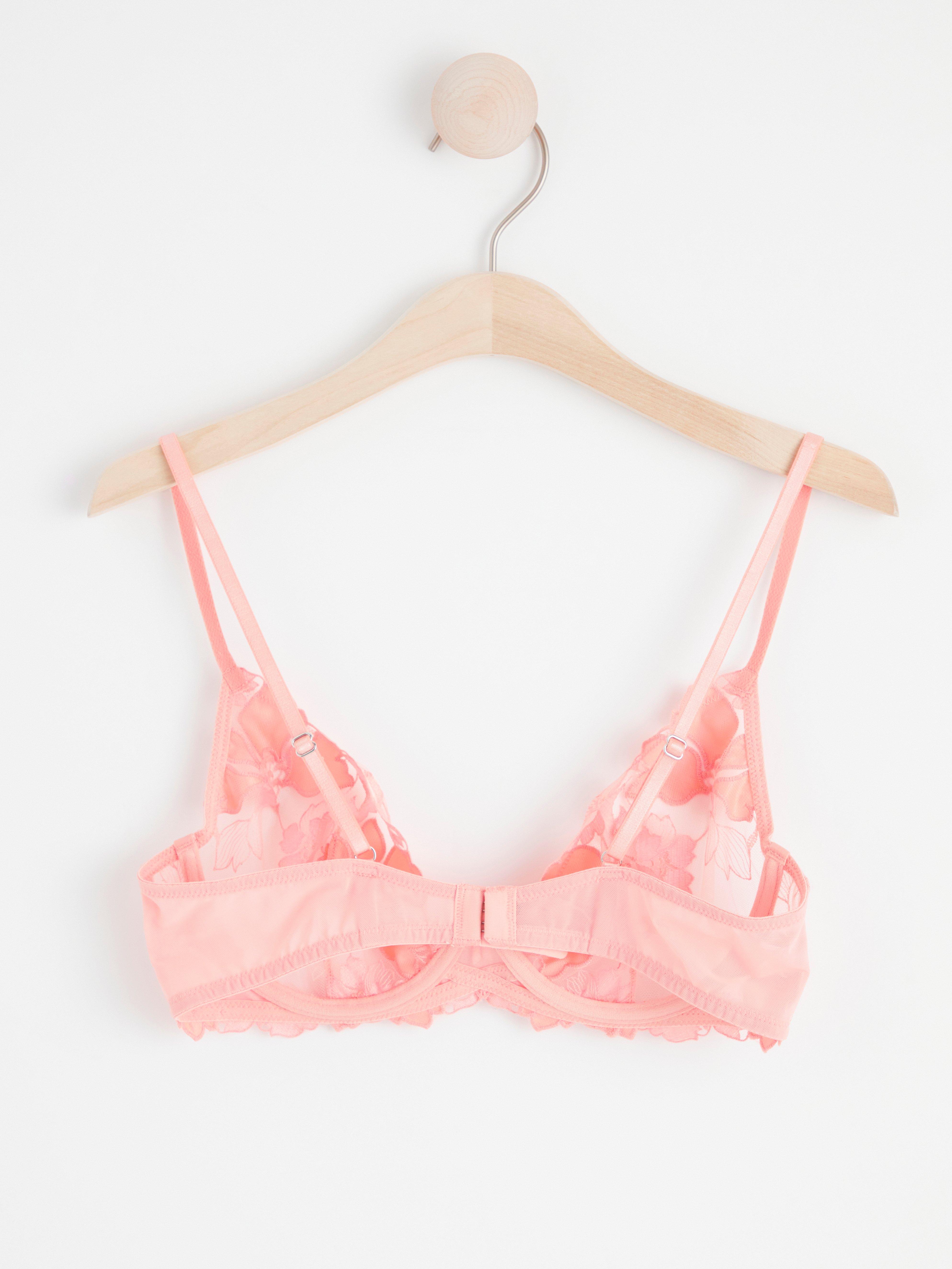 Unpadded bra in mesh with lace details Light Dusty Coral