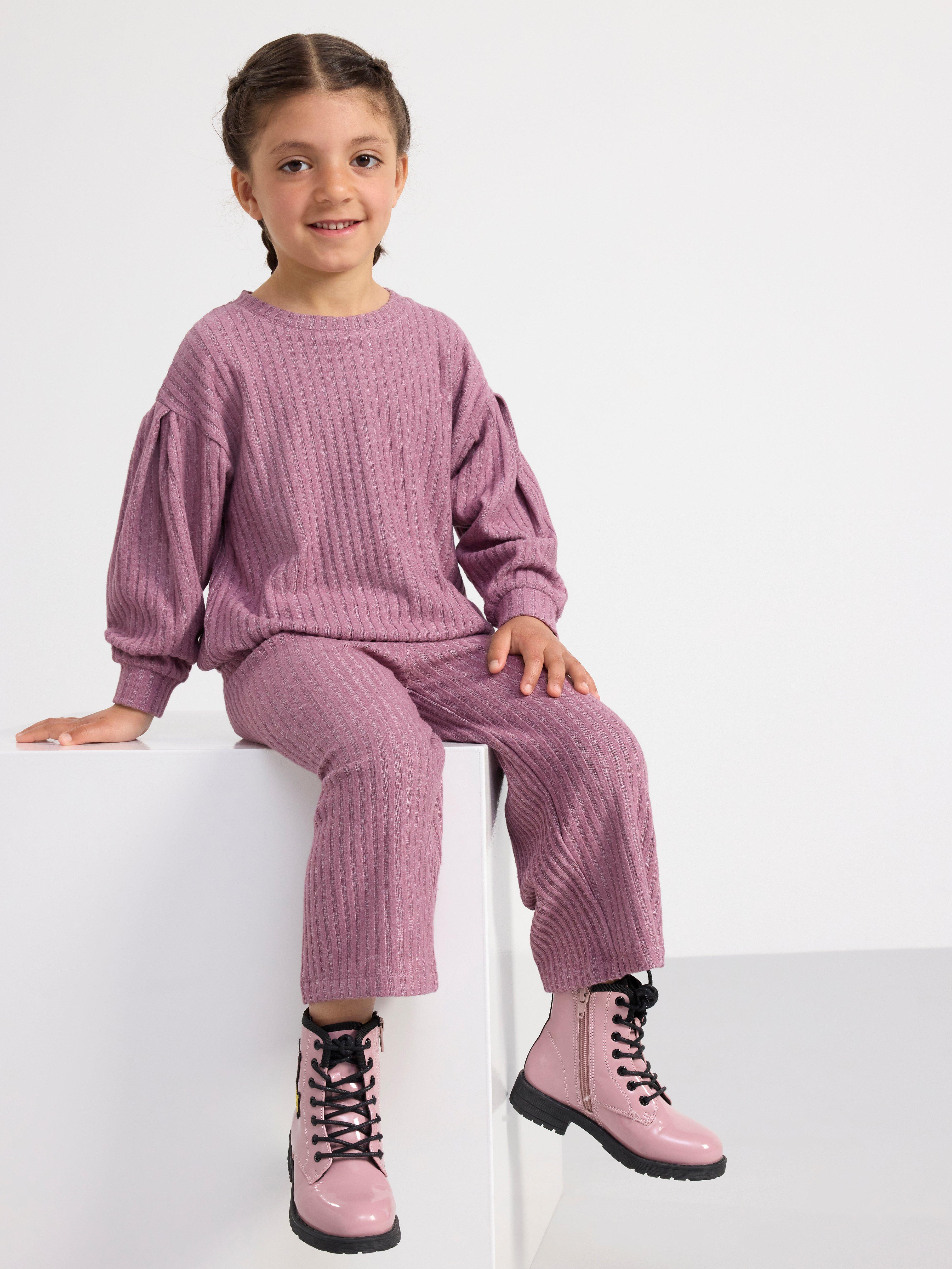 Cropped ribbed trousers Dusty Lilac