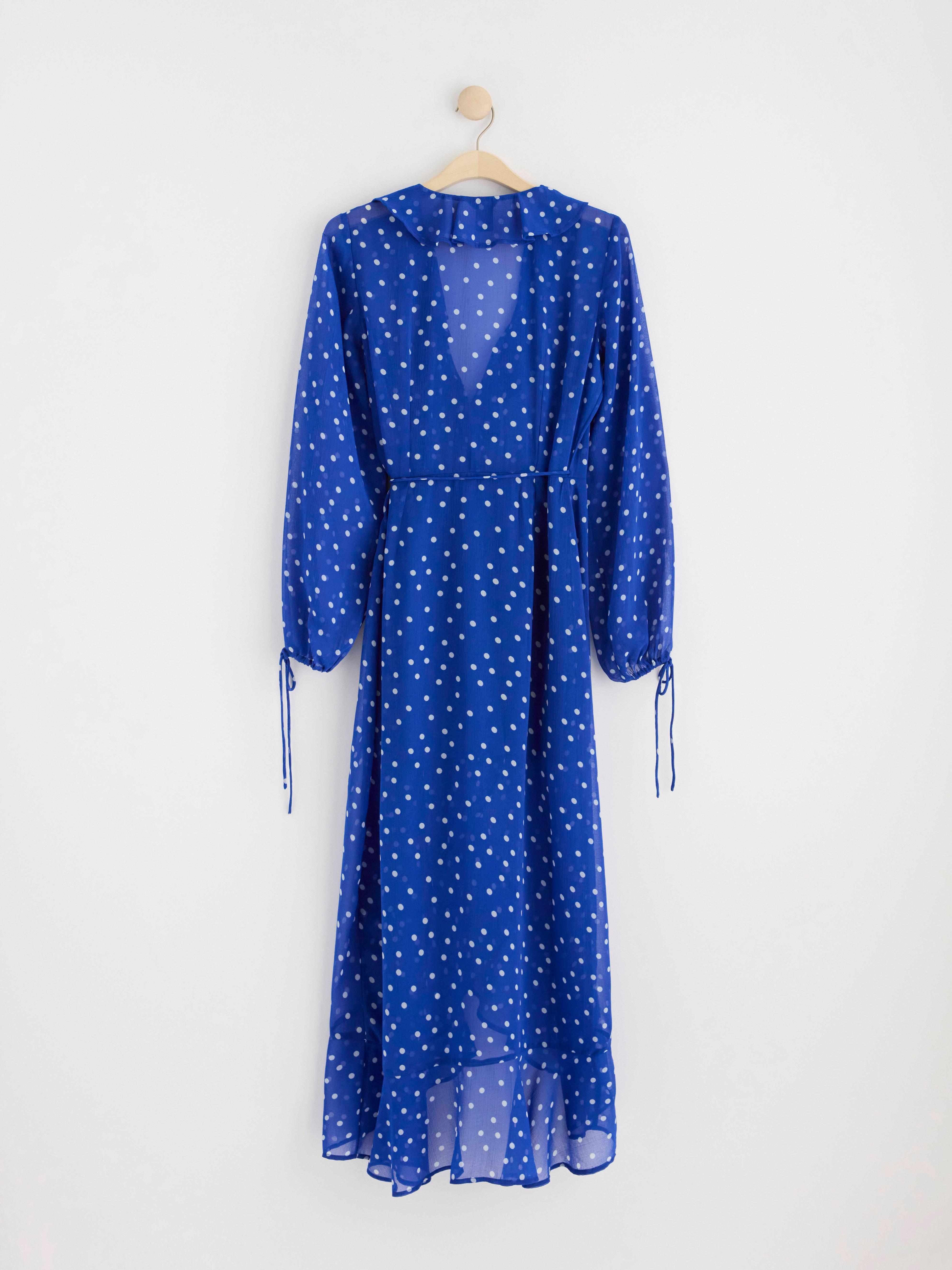 Wrap dress in chiffon Blue