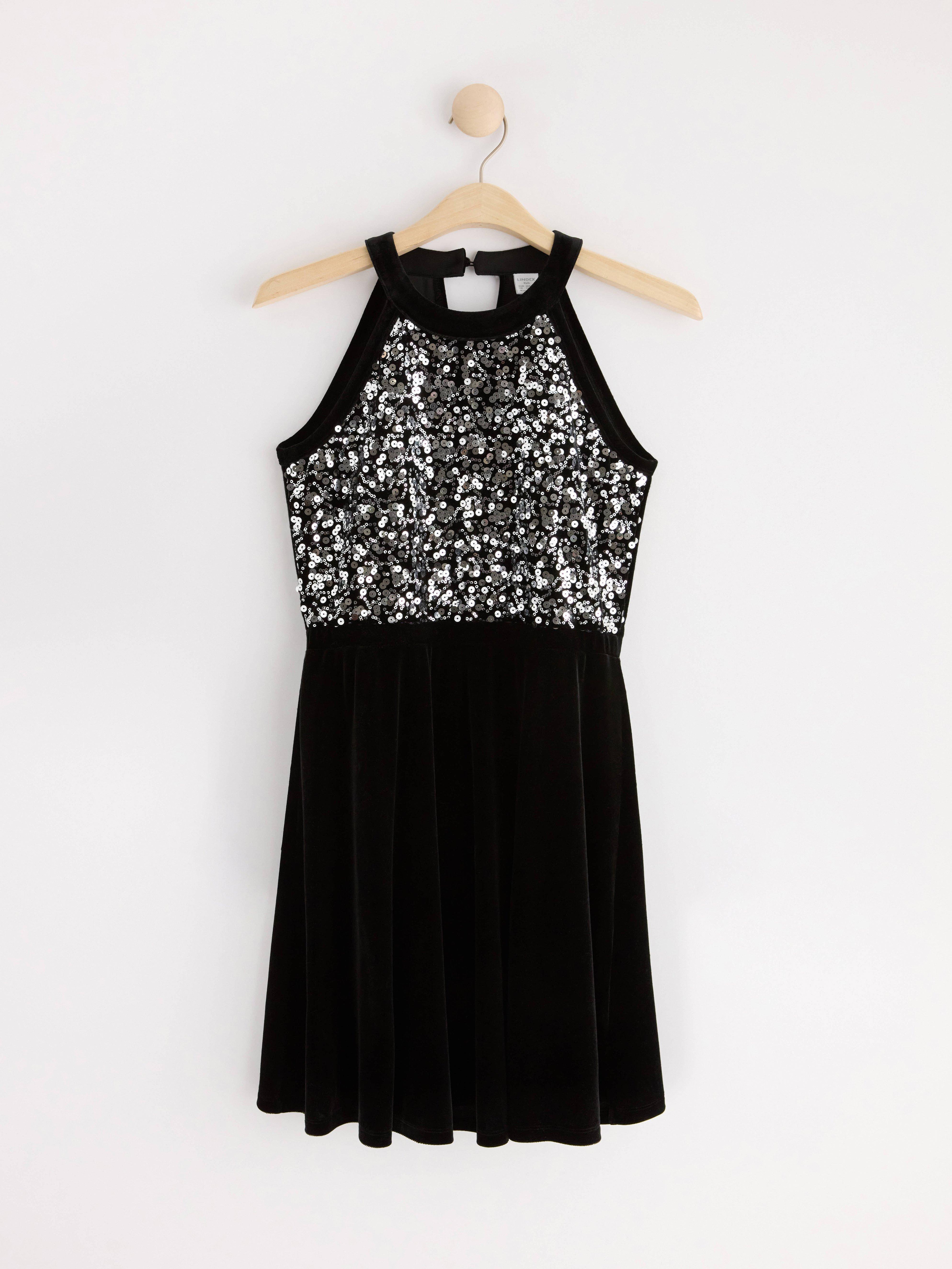 Velvet dress with sequins Black
