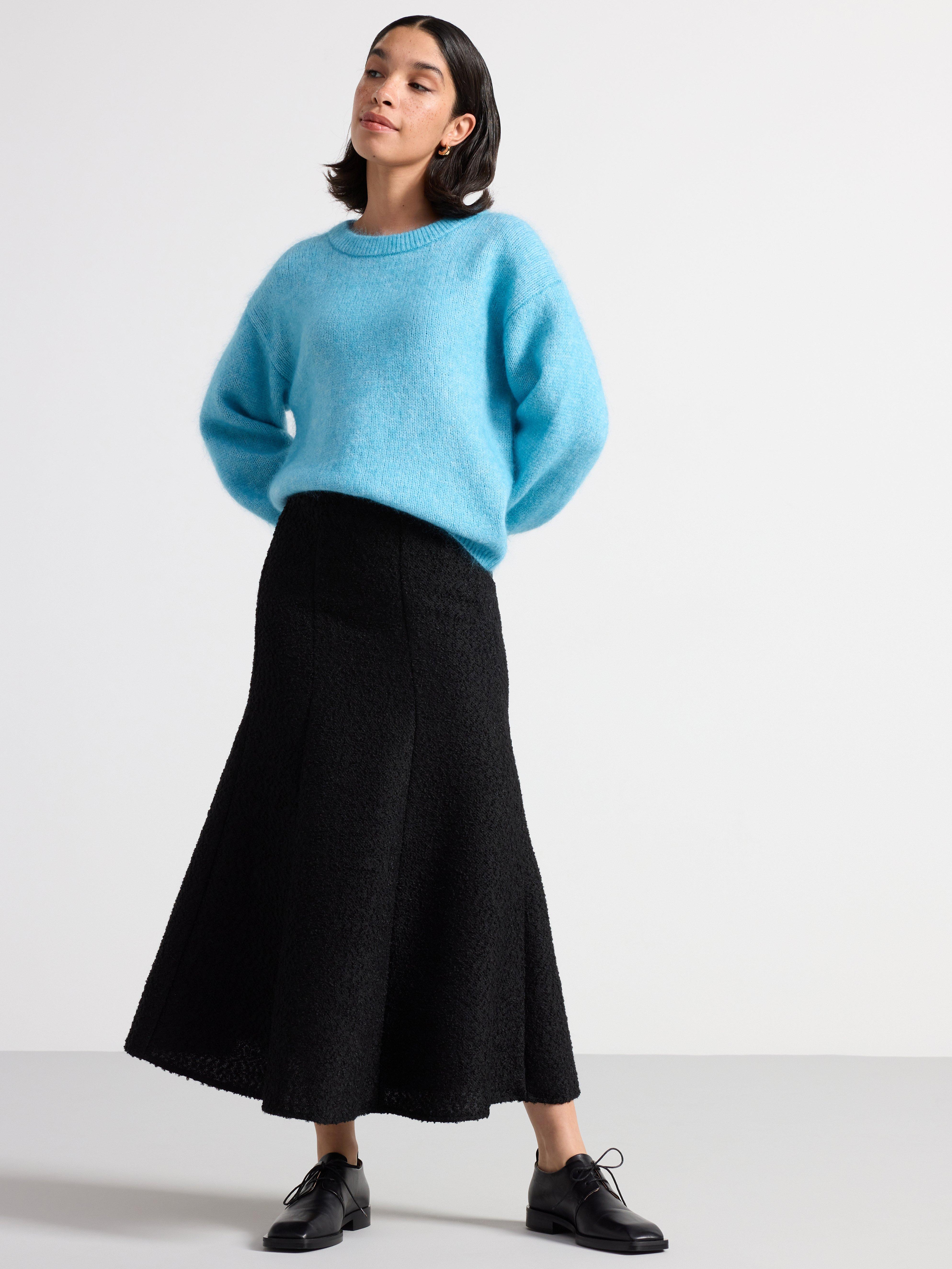 Knitted jumper in mohair blend turqoise