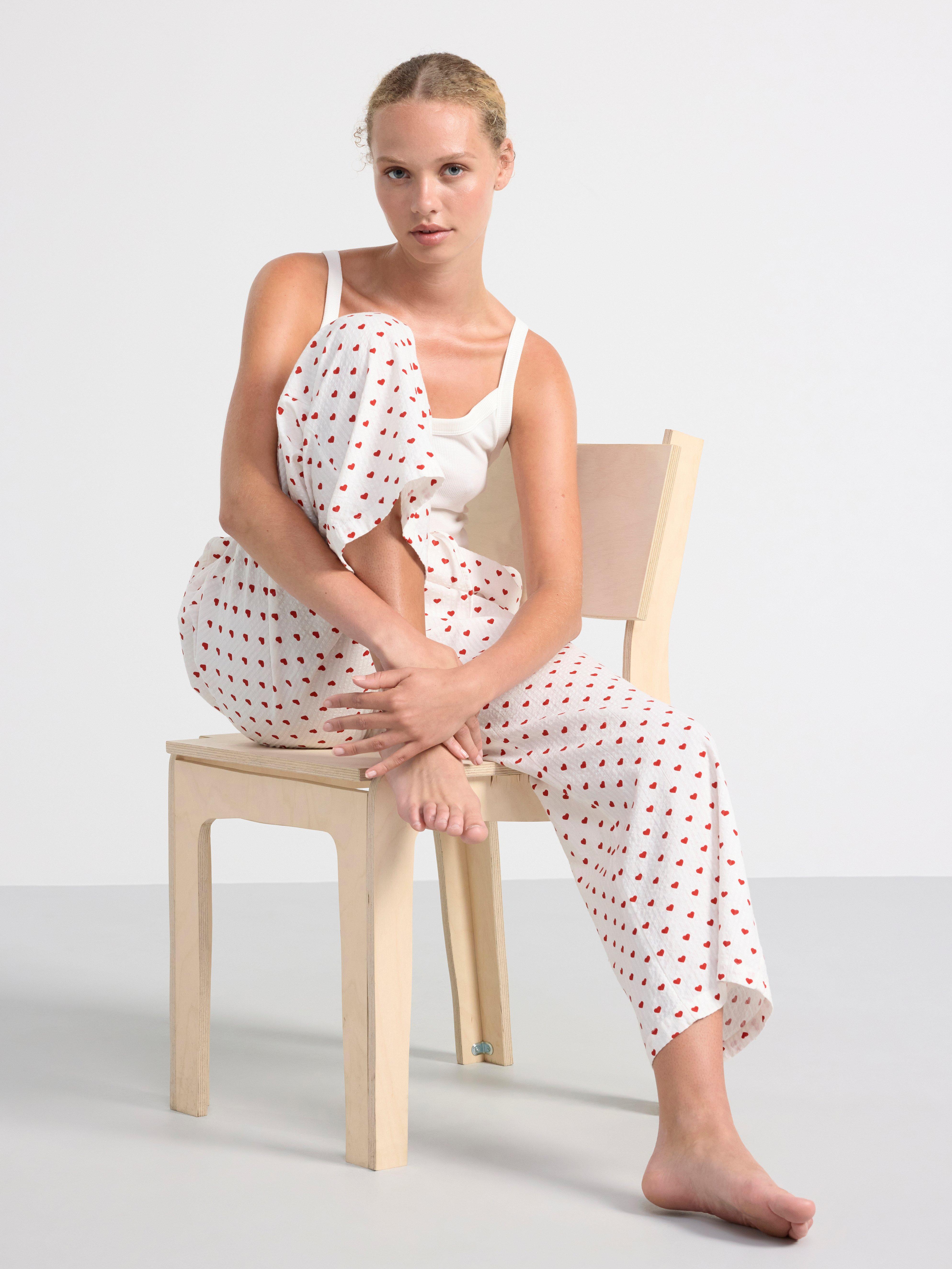 Pyjama trousers in seersucker Red