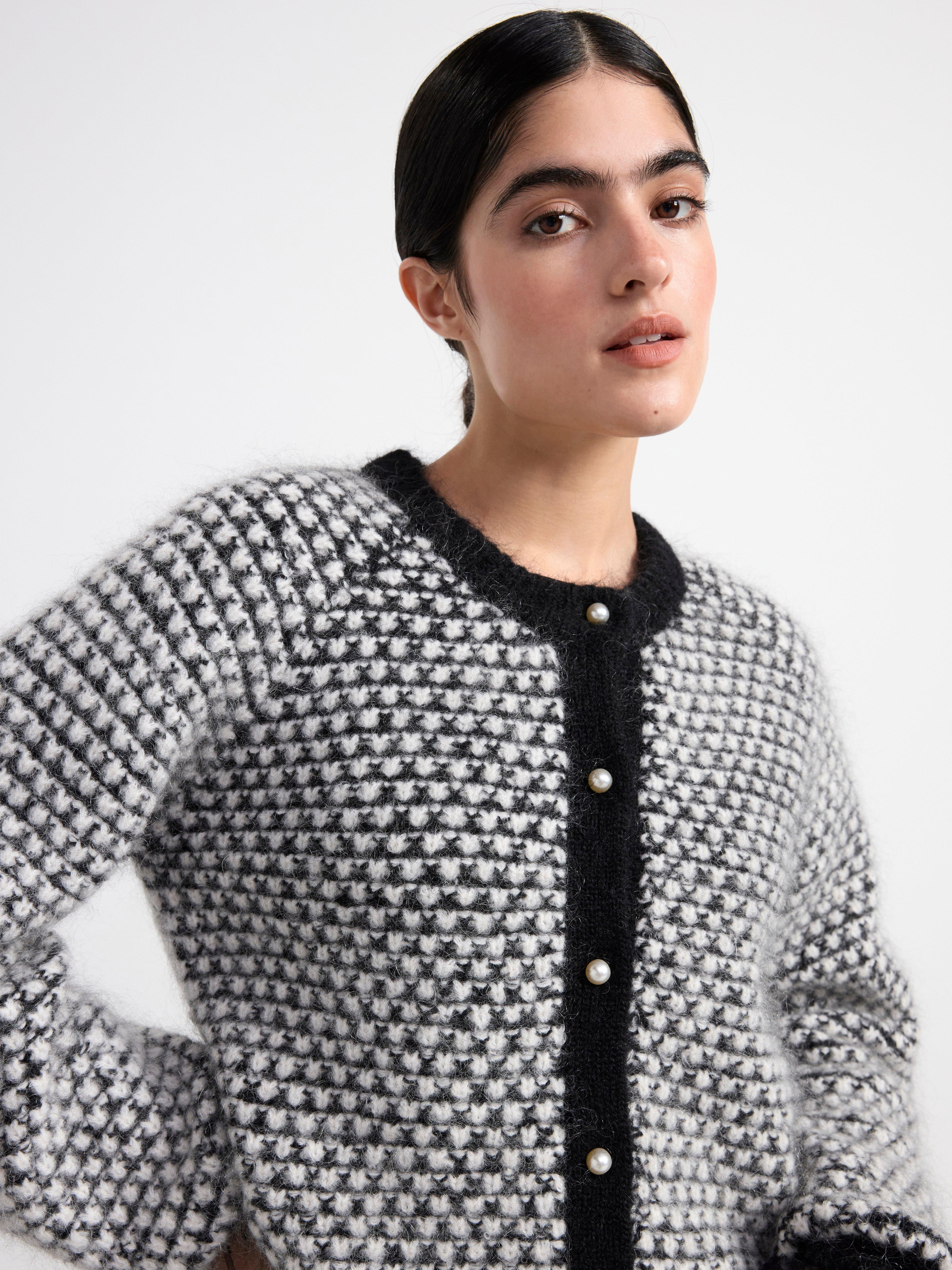 Knitted cardigan in mohair blend Black