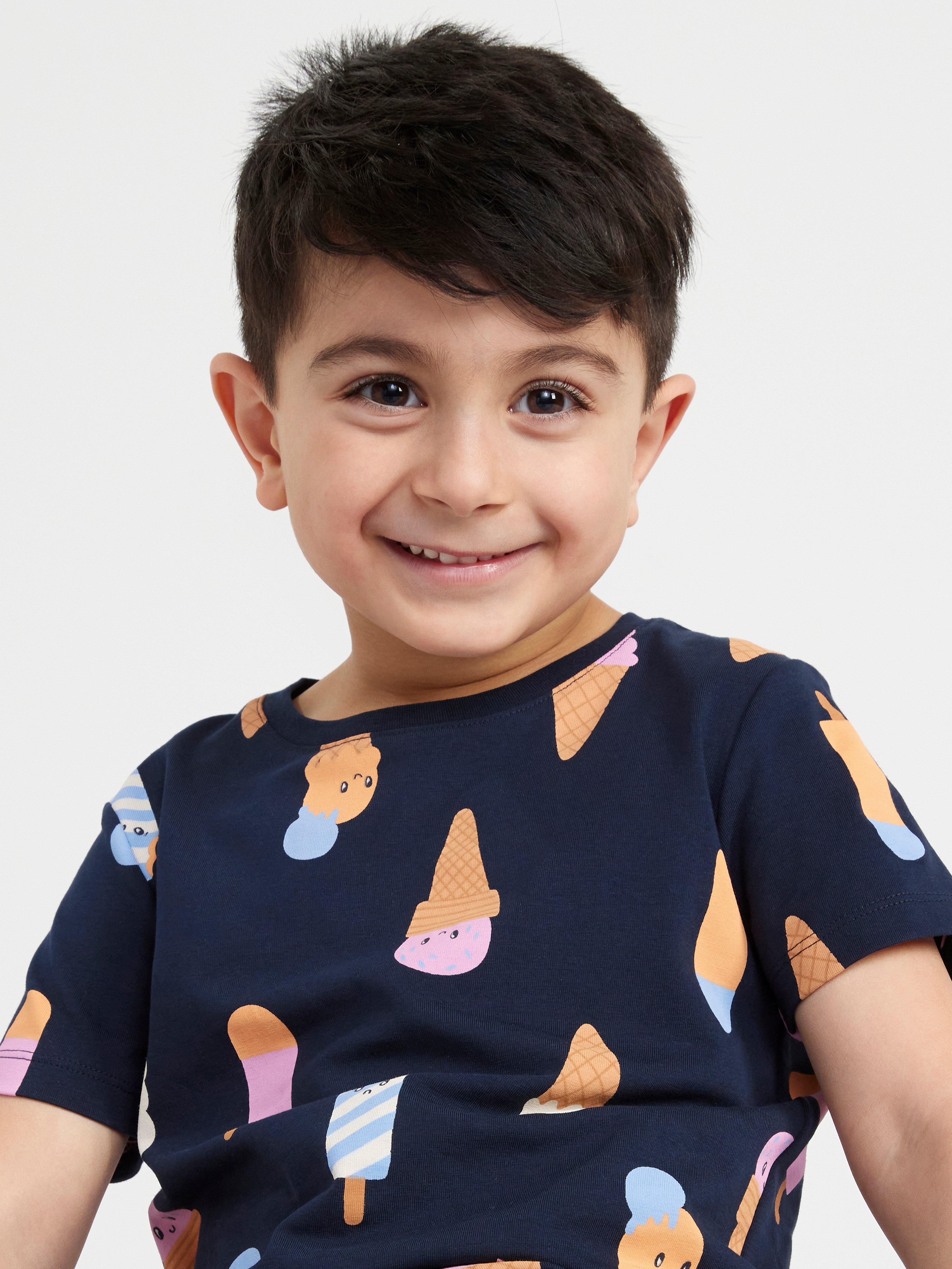 Short sleeve top with ice cream print Dark Navy