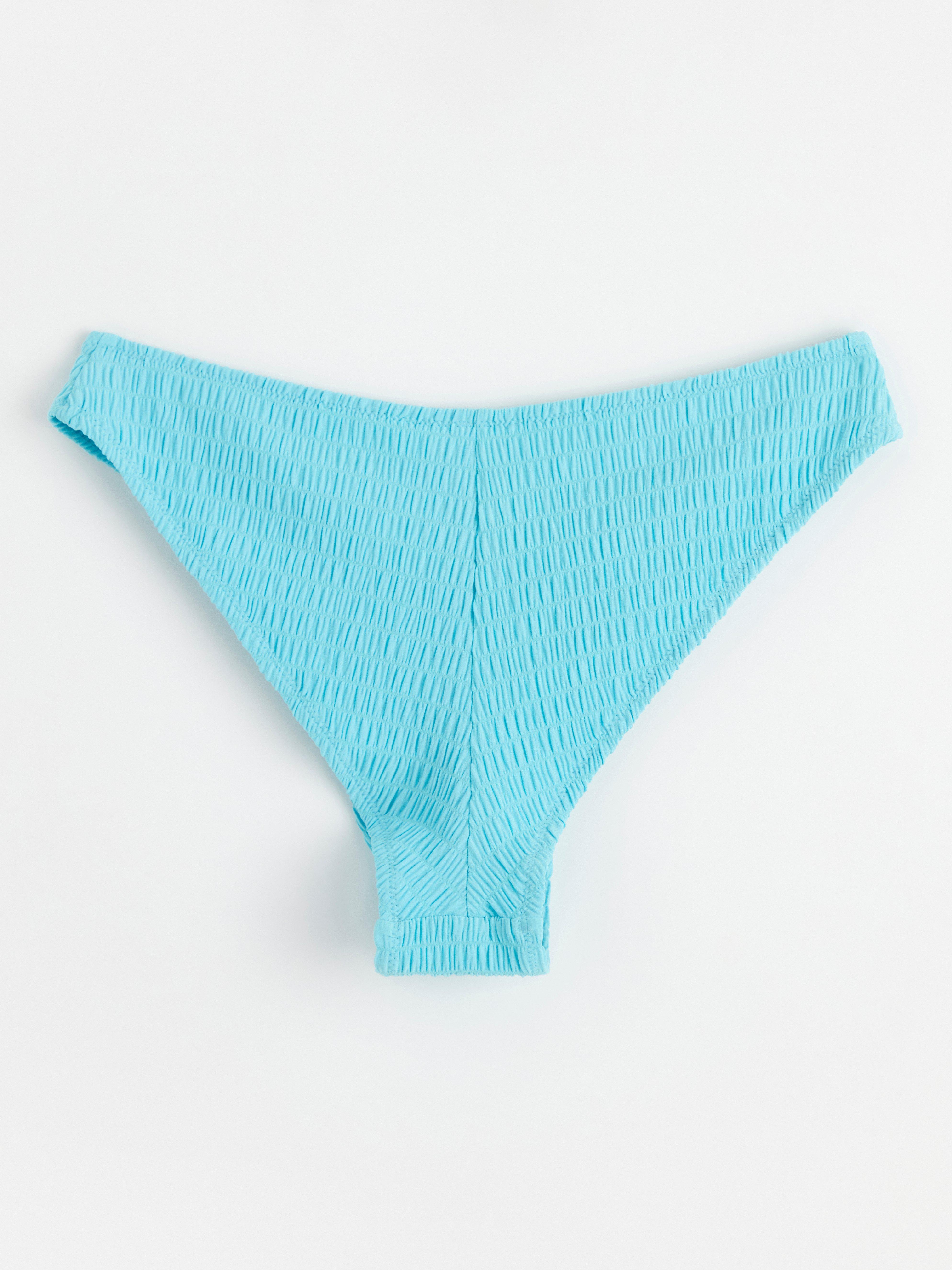 Brazilian bikini bottom with crinkled texture Turquoise
