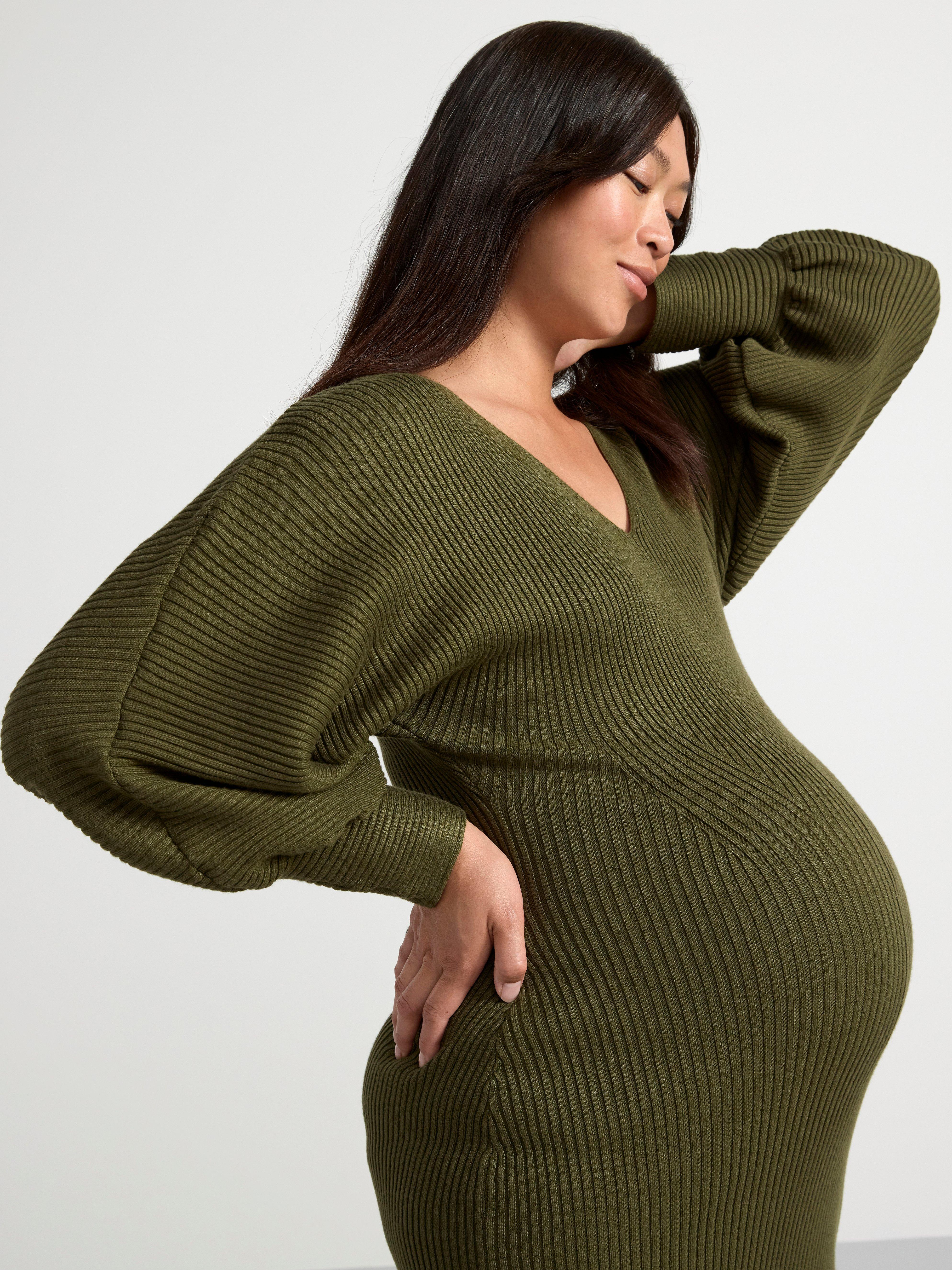 MOM Mini dress with puff sleeves Khaki