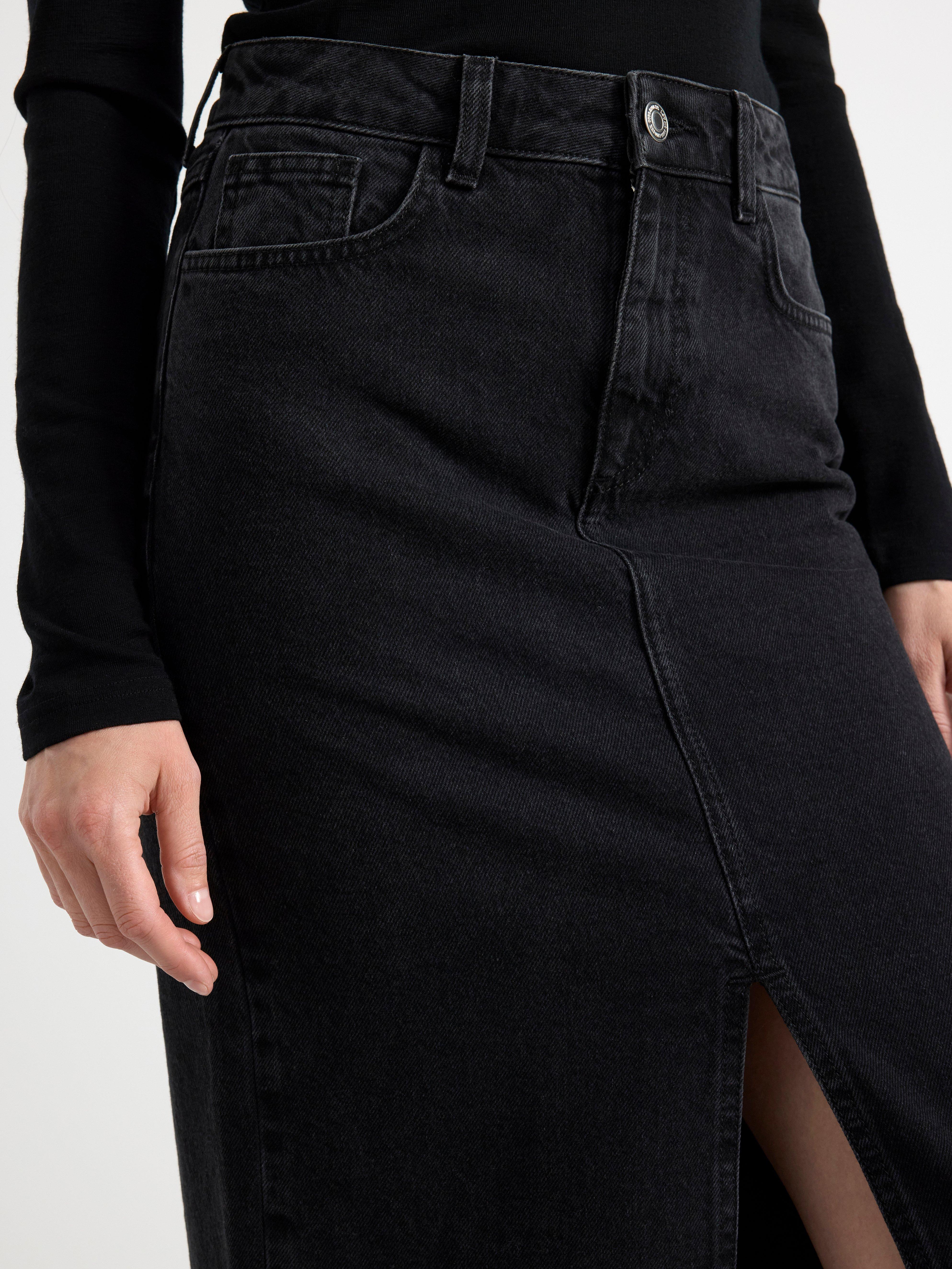 Denim maxi skirt Black