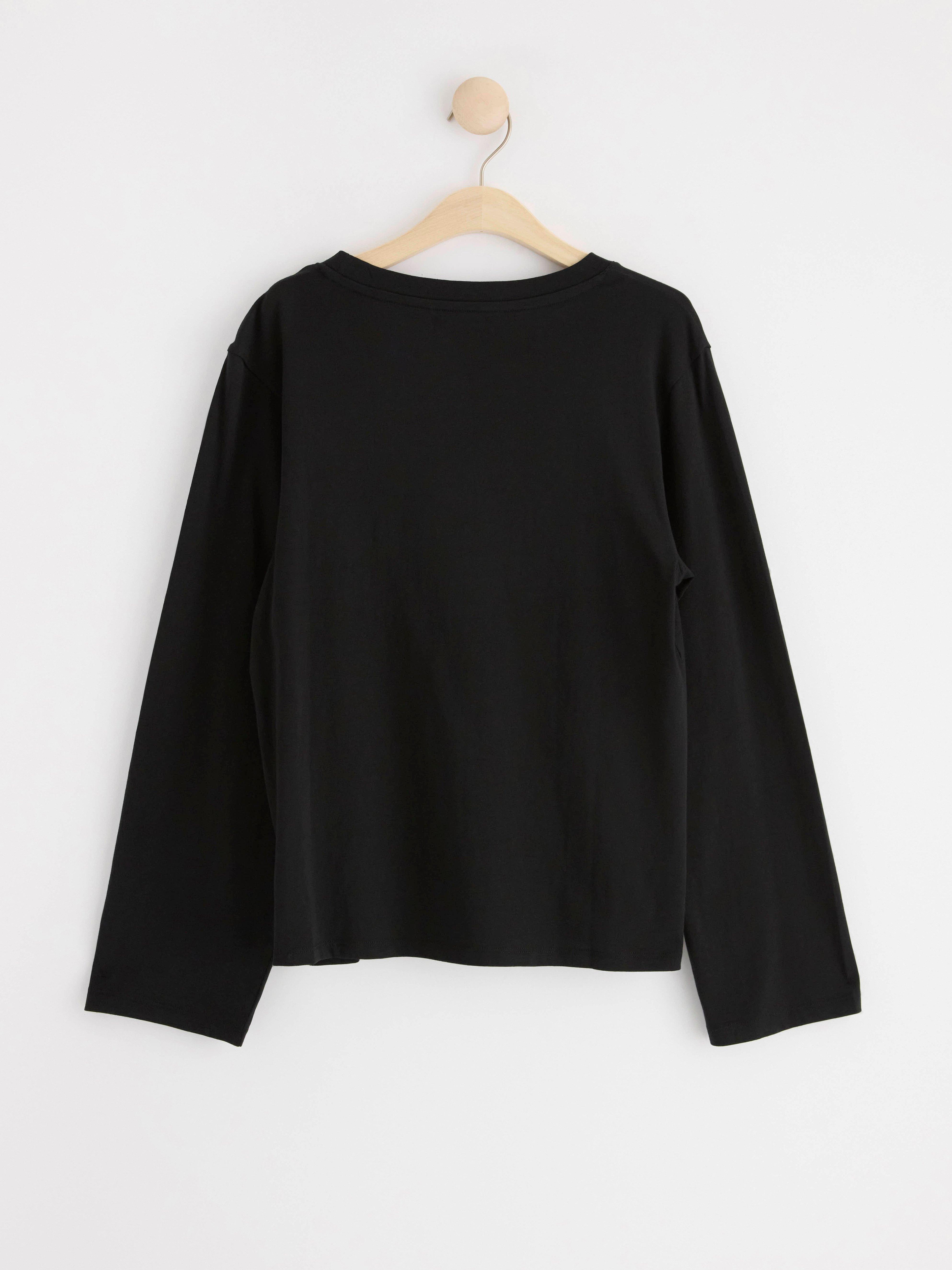 Long sleeve top in cotton Black