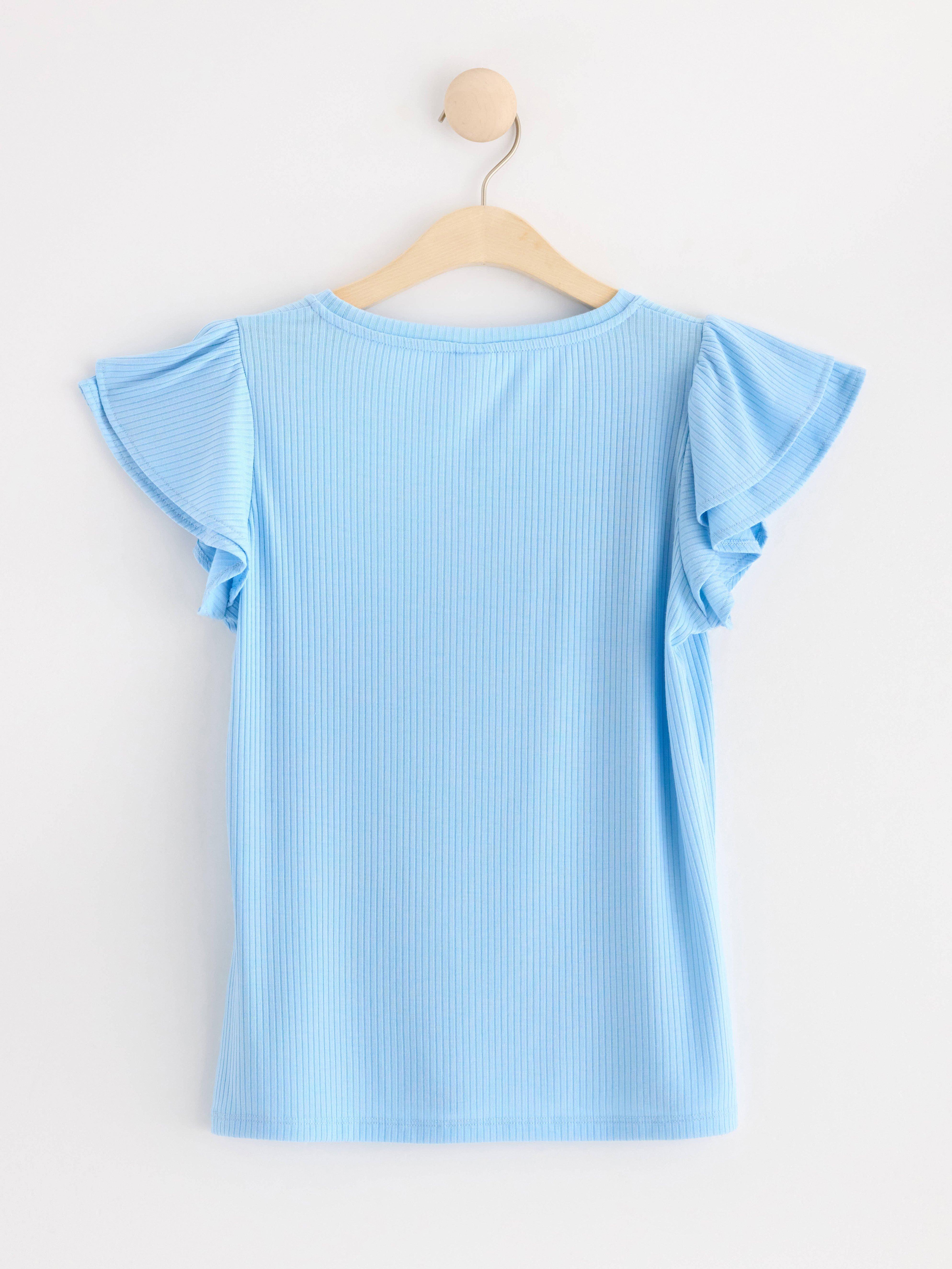Short sleeve top with flounce Light Blue