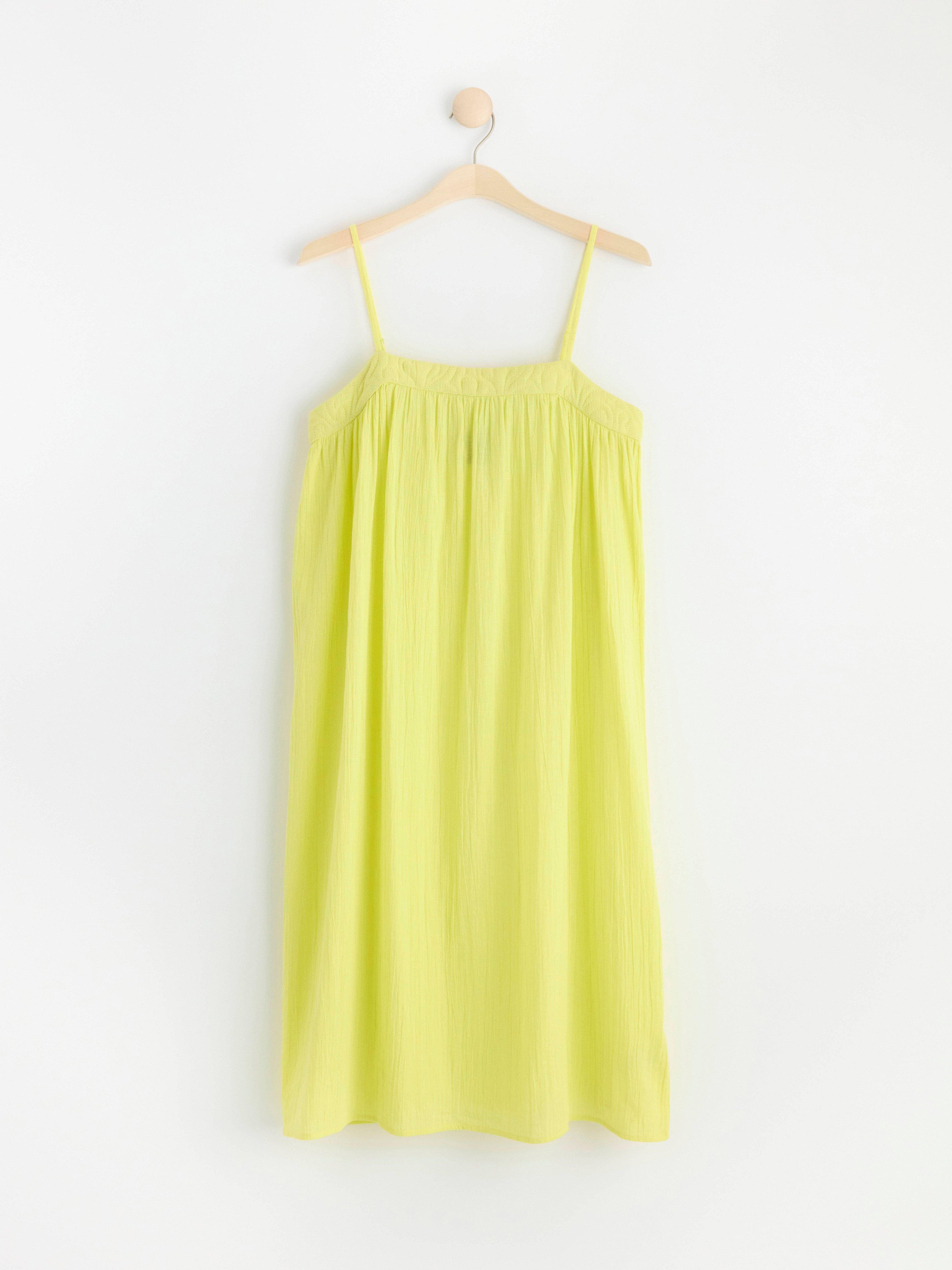 Sun dress in crinkled cotton green