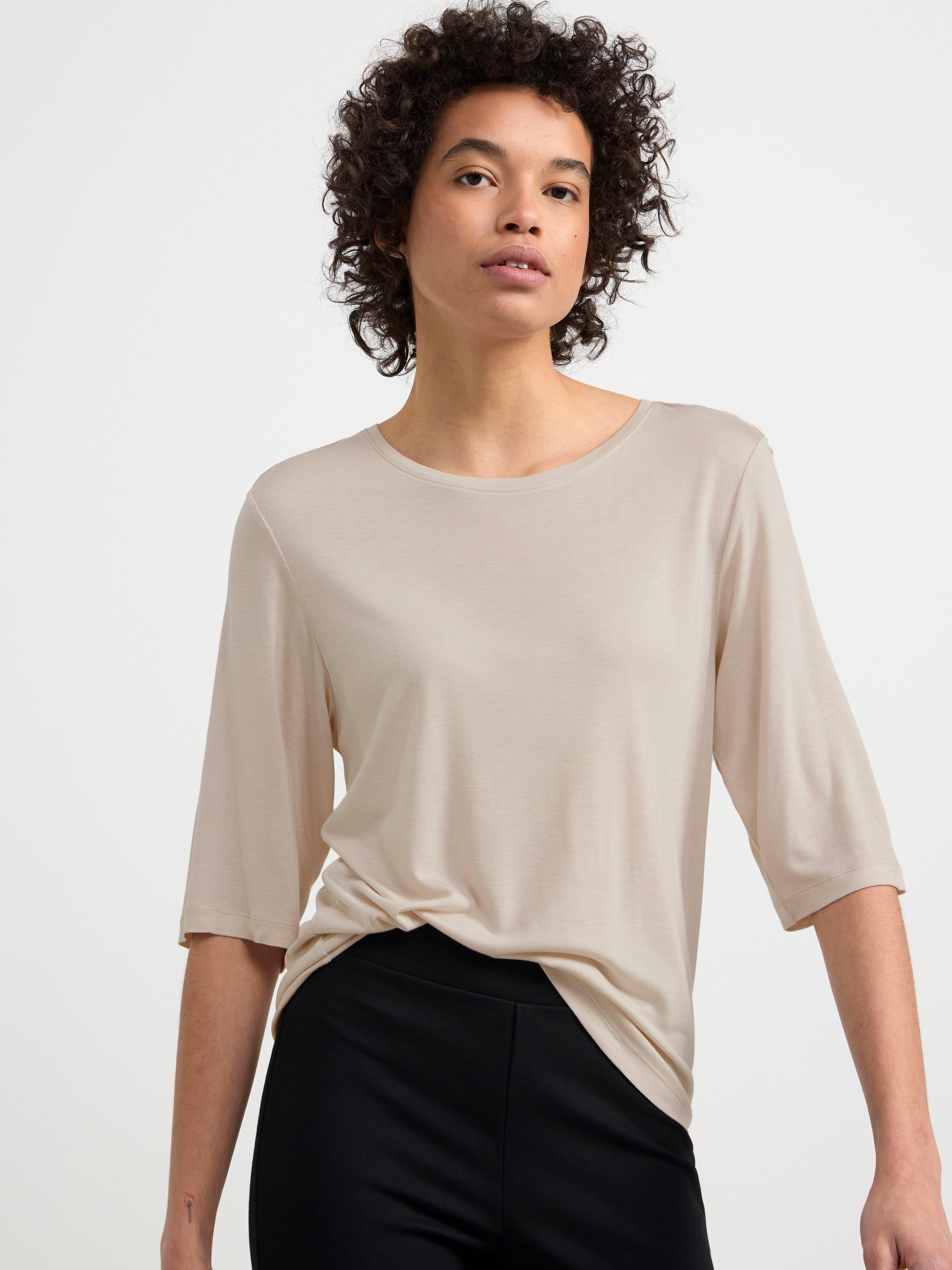 Three quarter sleeve top Light Beige