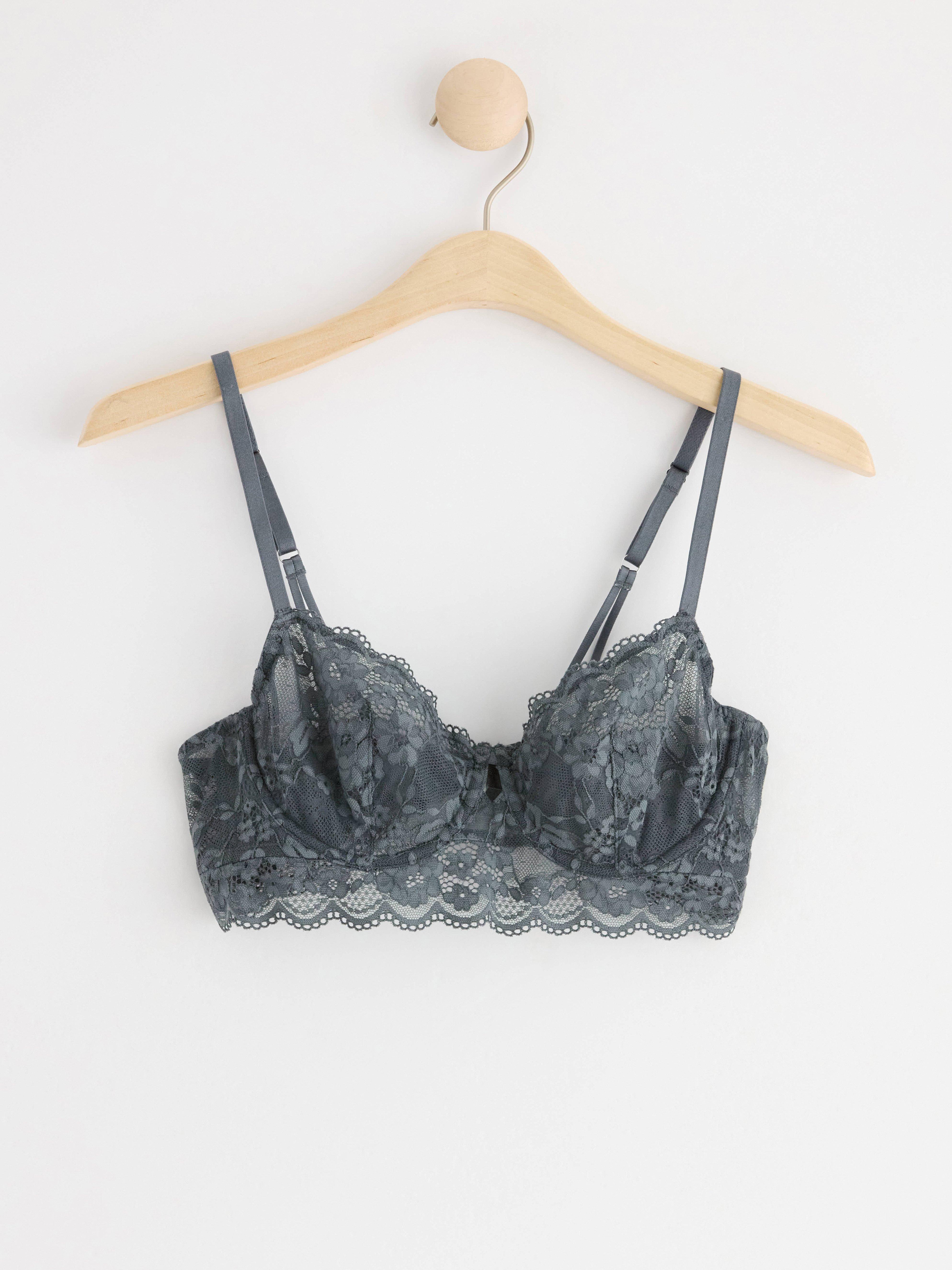 Unpadded bra with lace Dark Grey