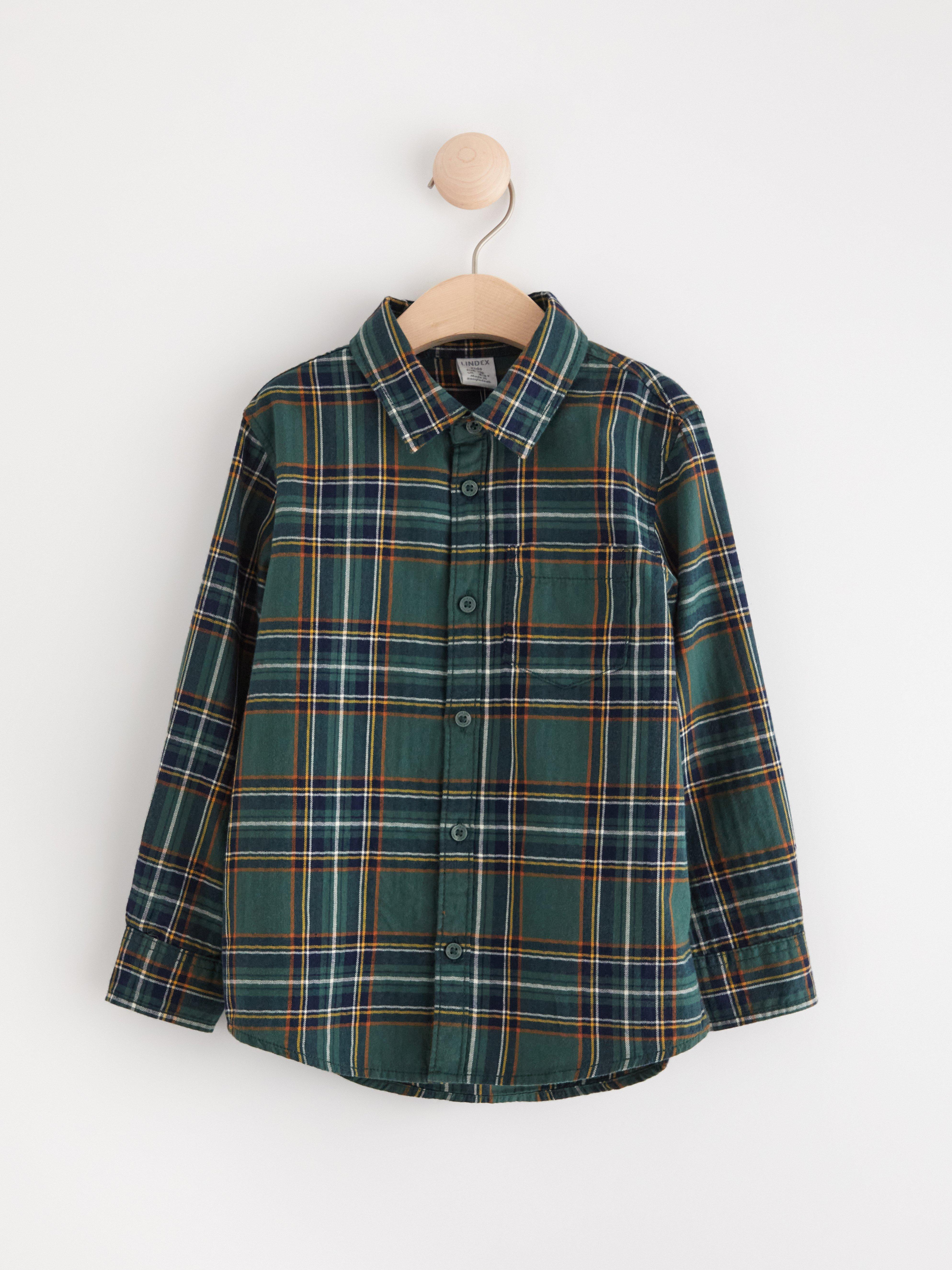 Checked flannel shirt Dark Dusty Green
