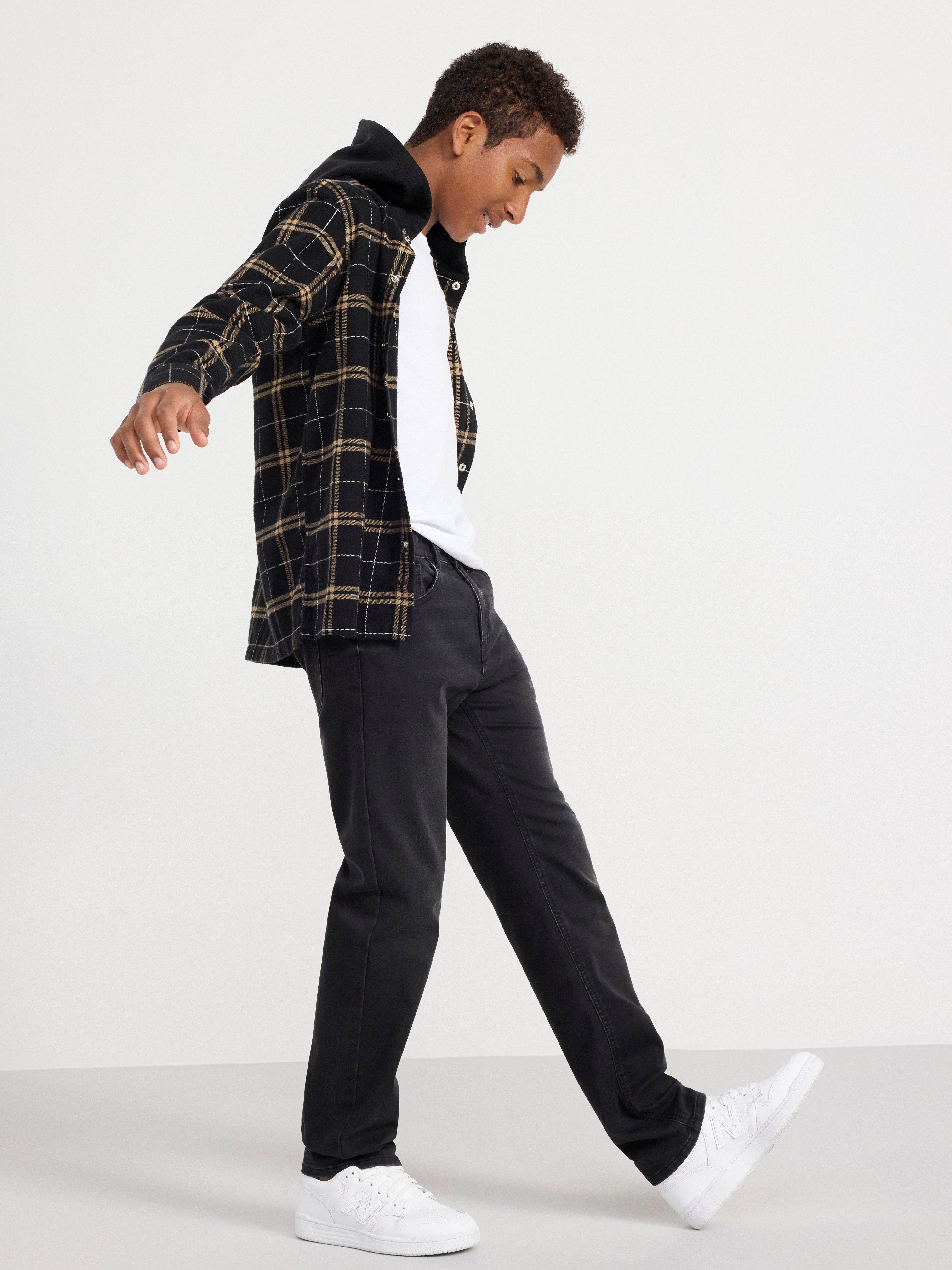 Checked shirt with hood Black