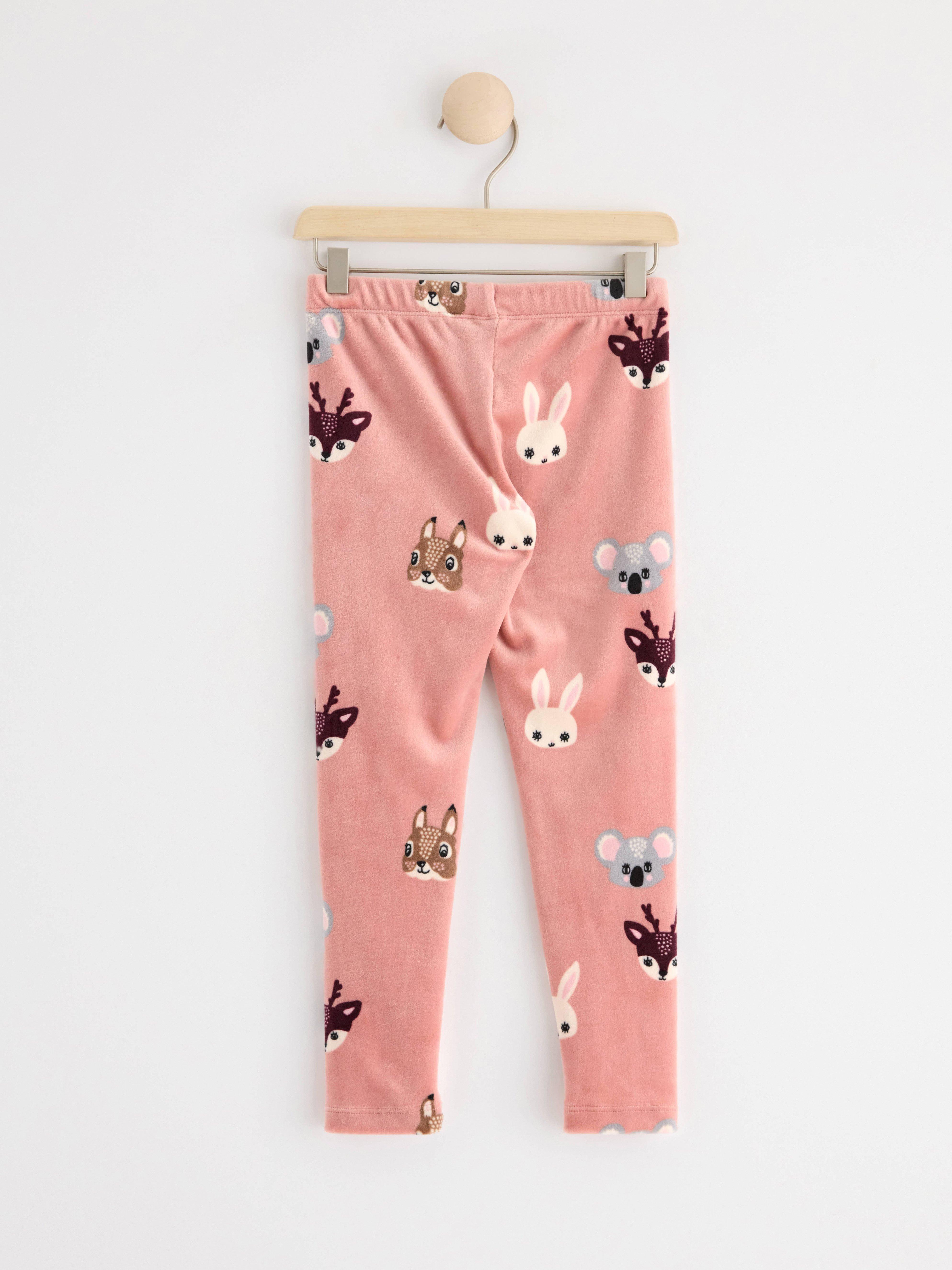 Velour leggings with animals Dusty Pink