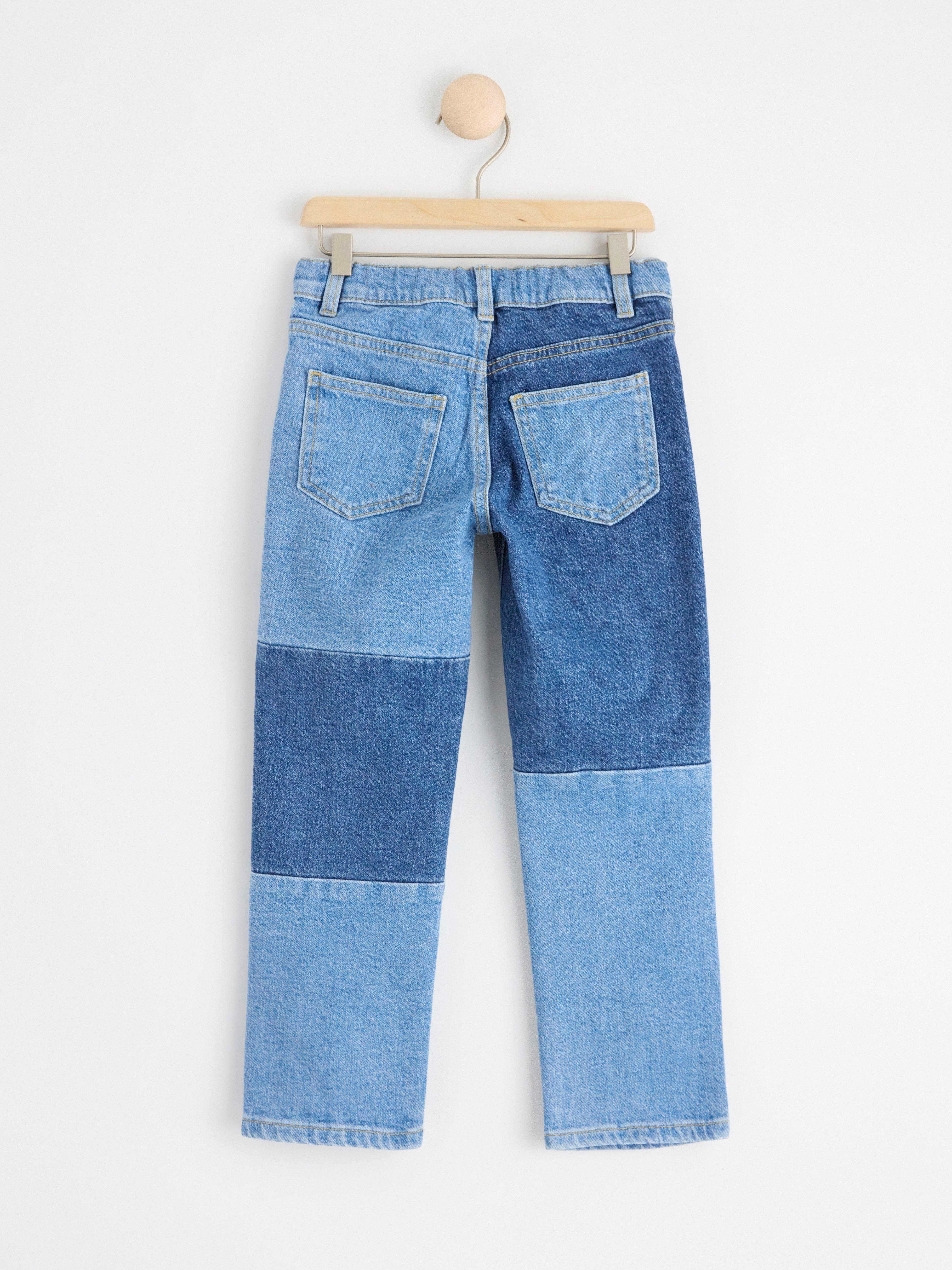 STINA Straight regular waist jeans with patchwork Denim