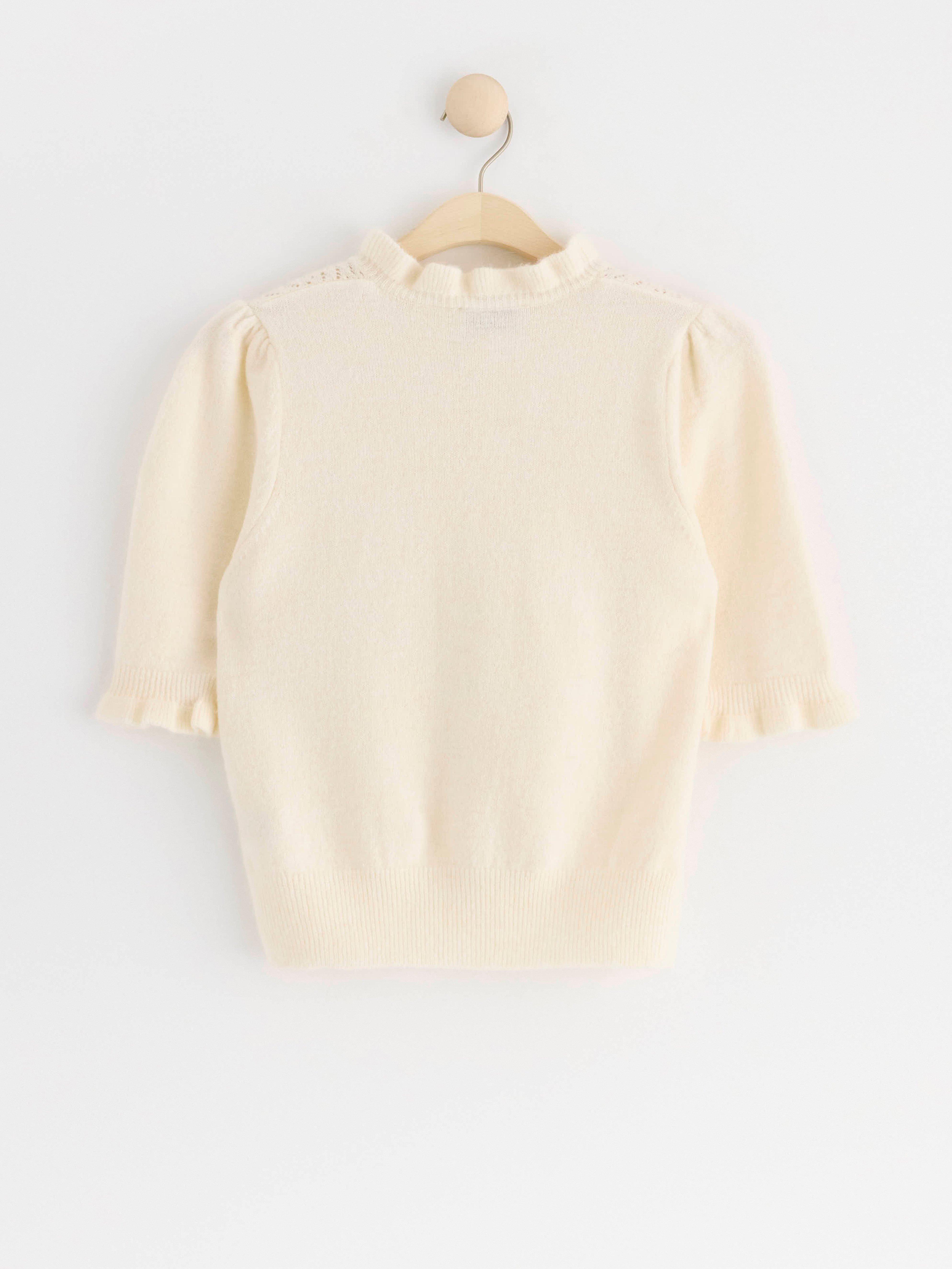 Short sleeve jumper with frills Light Dusty White