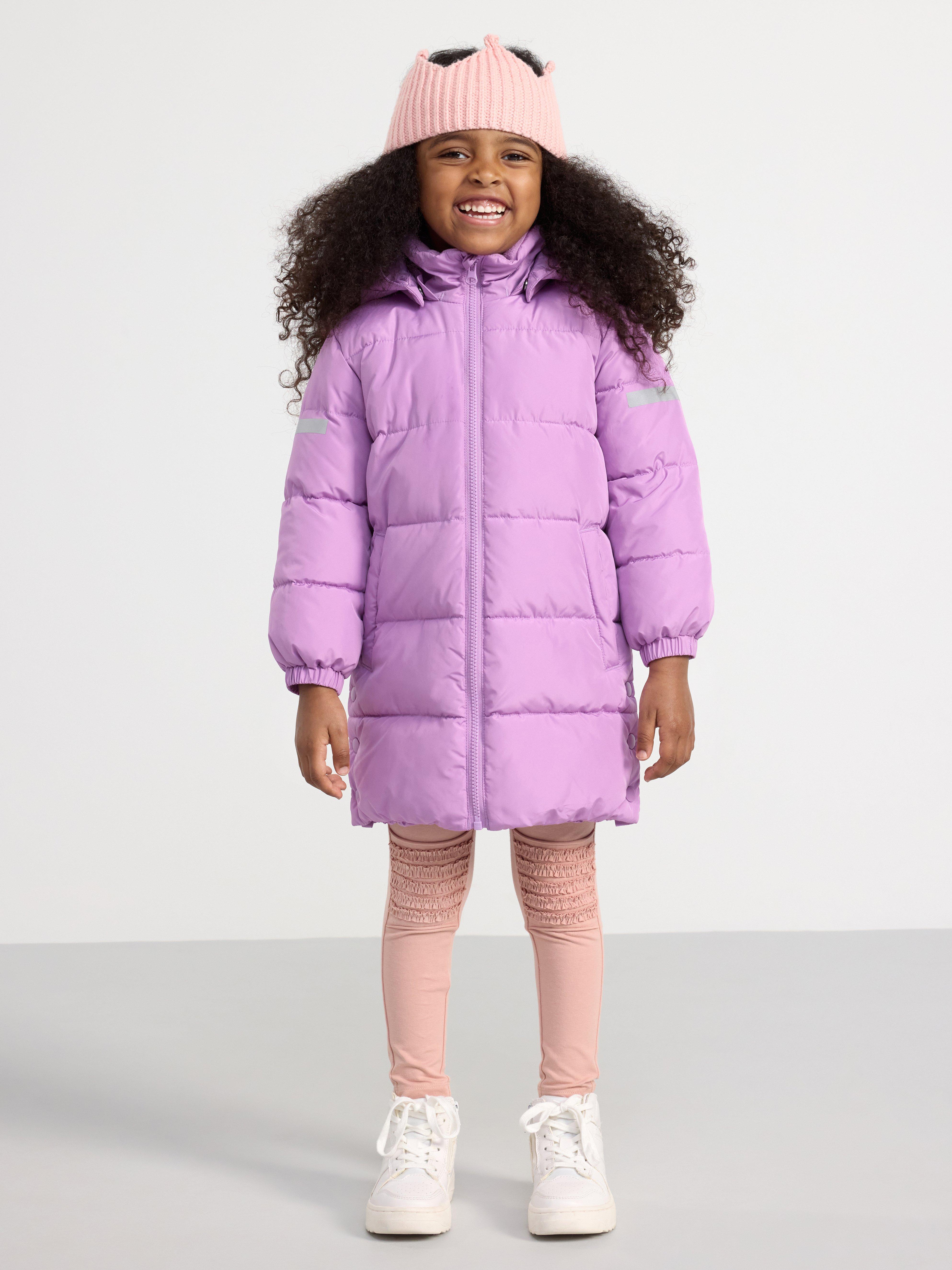Water repellent long puffer jacket Light Dusty Lilac