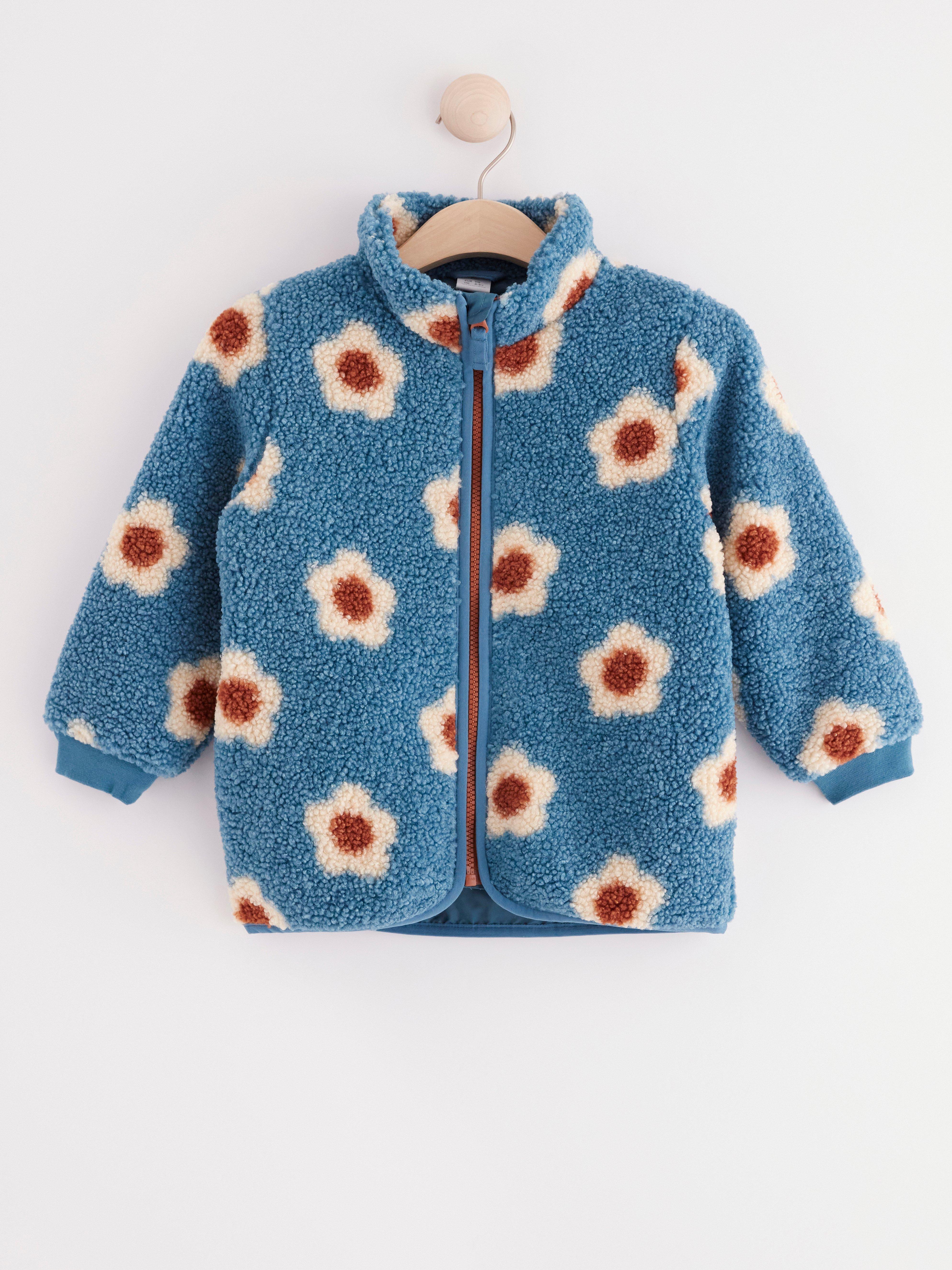 Pile jacket with flowers Light Dusty Blue