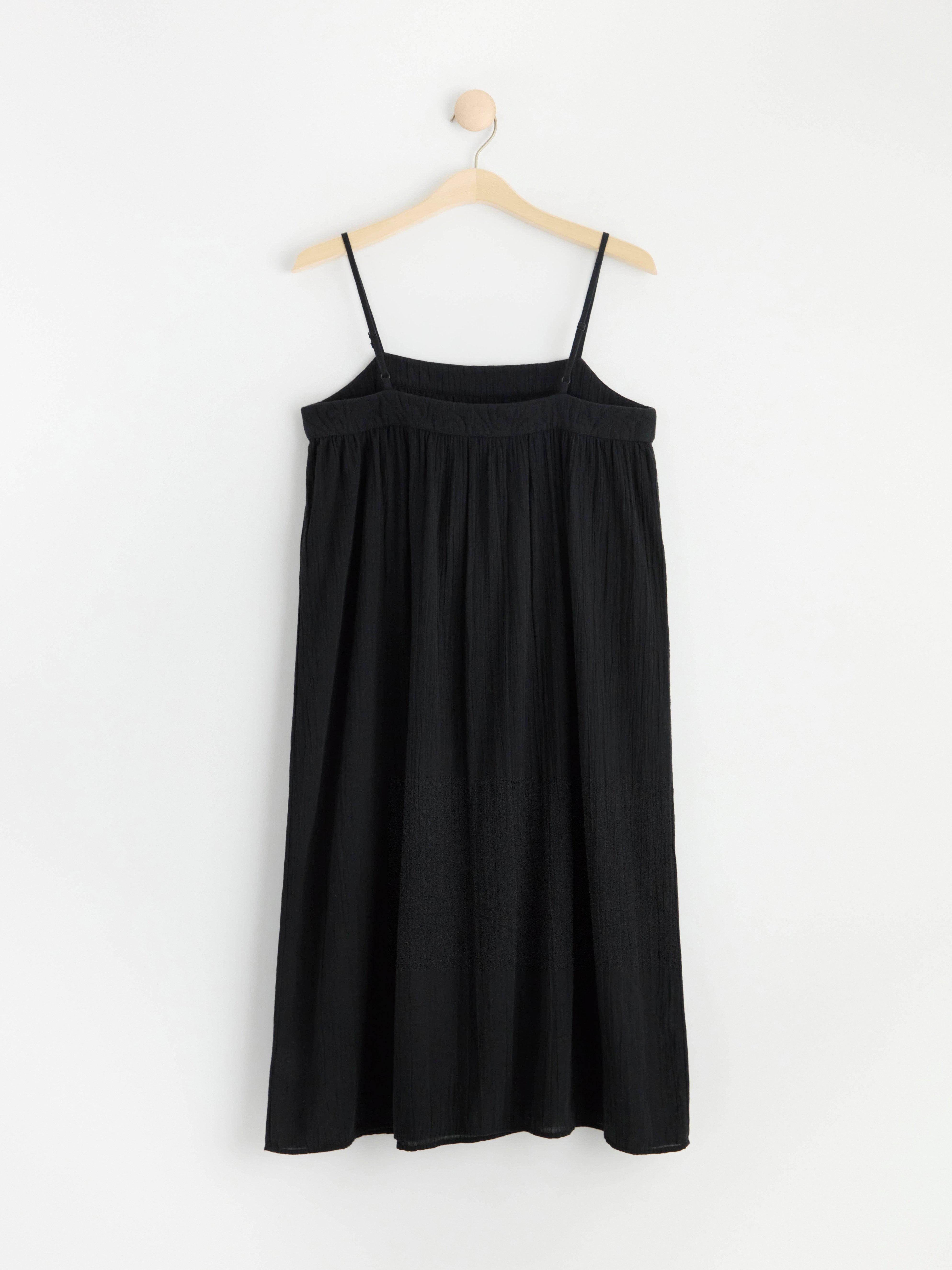 Sun dress in crinkled cotton Black