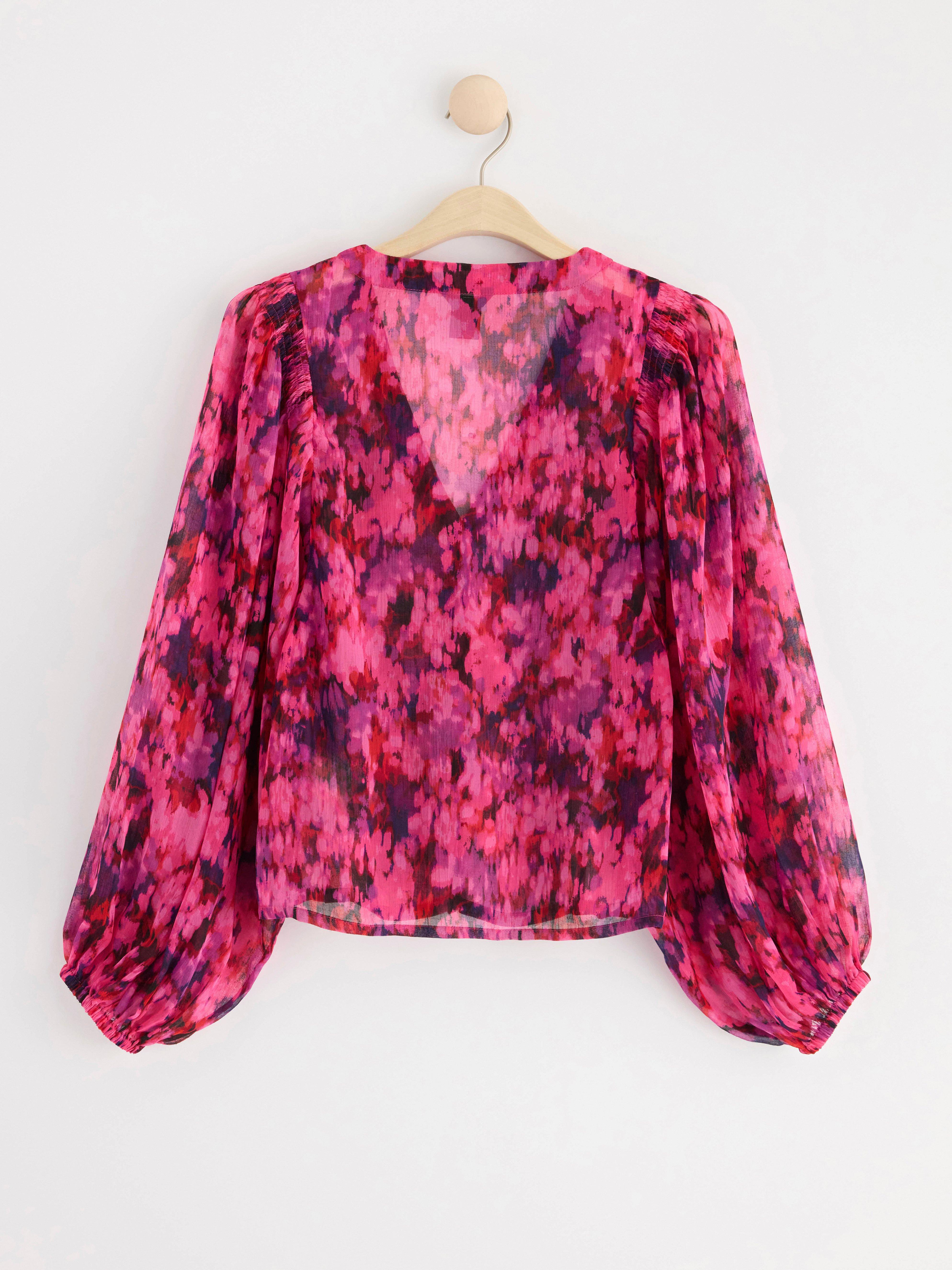Blouse in chiffon Dark Pink