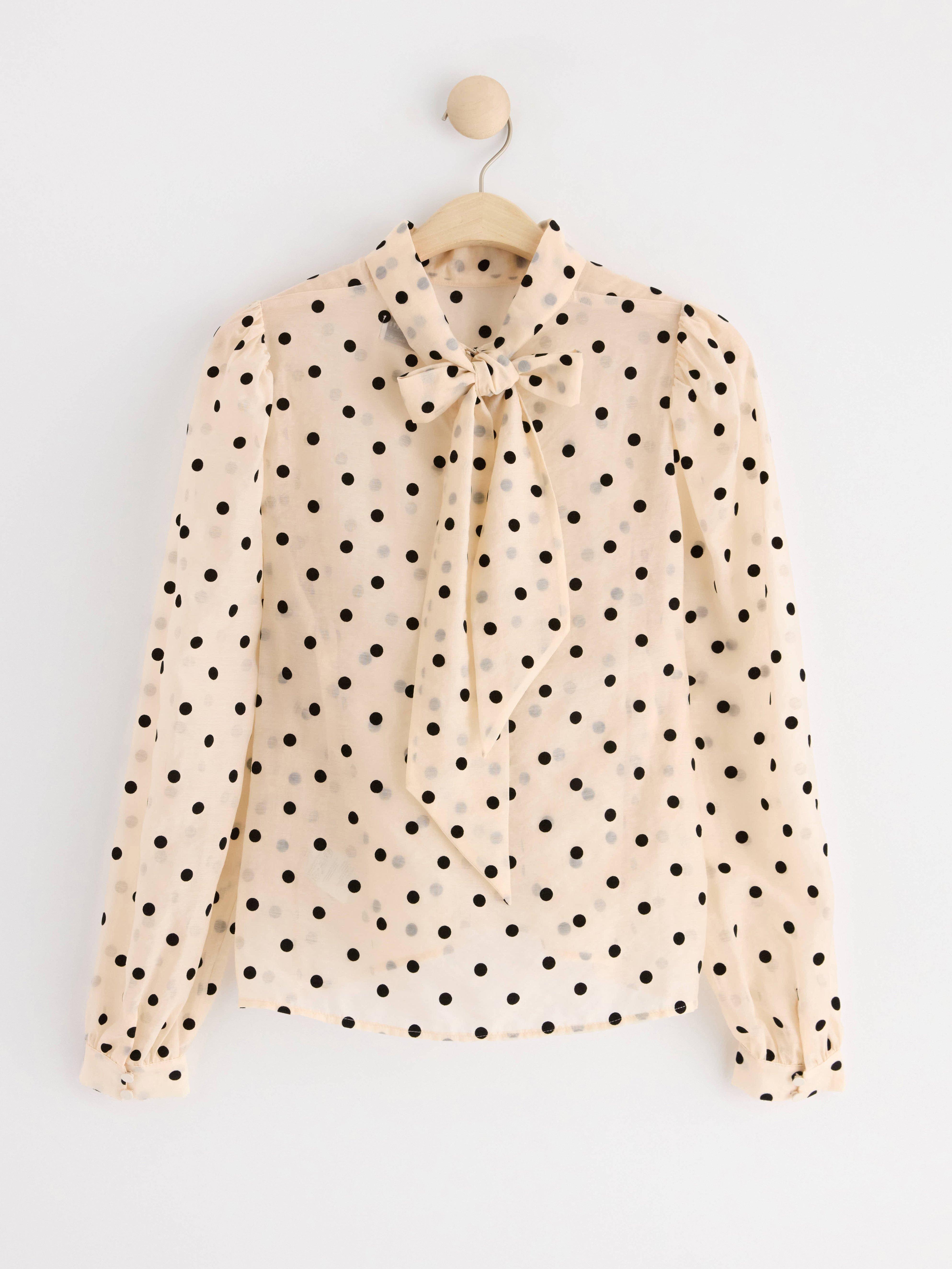 Blouse with dots Light Dusty Beige