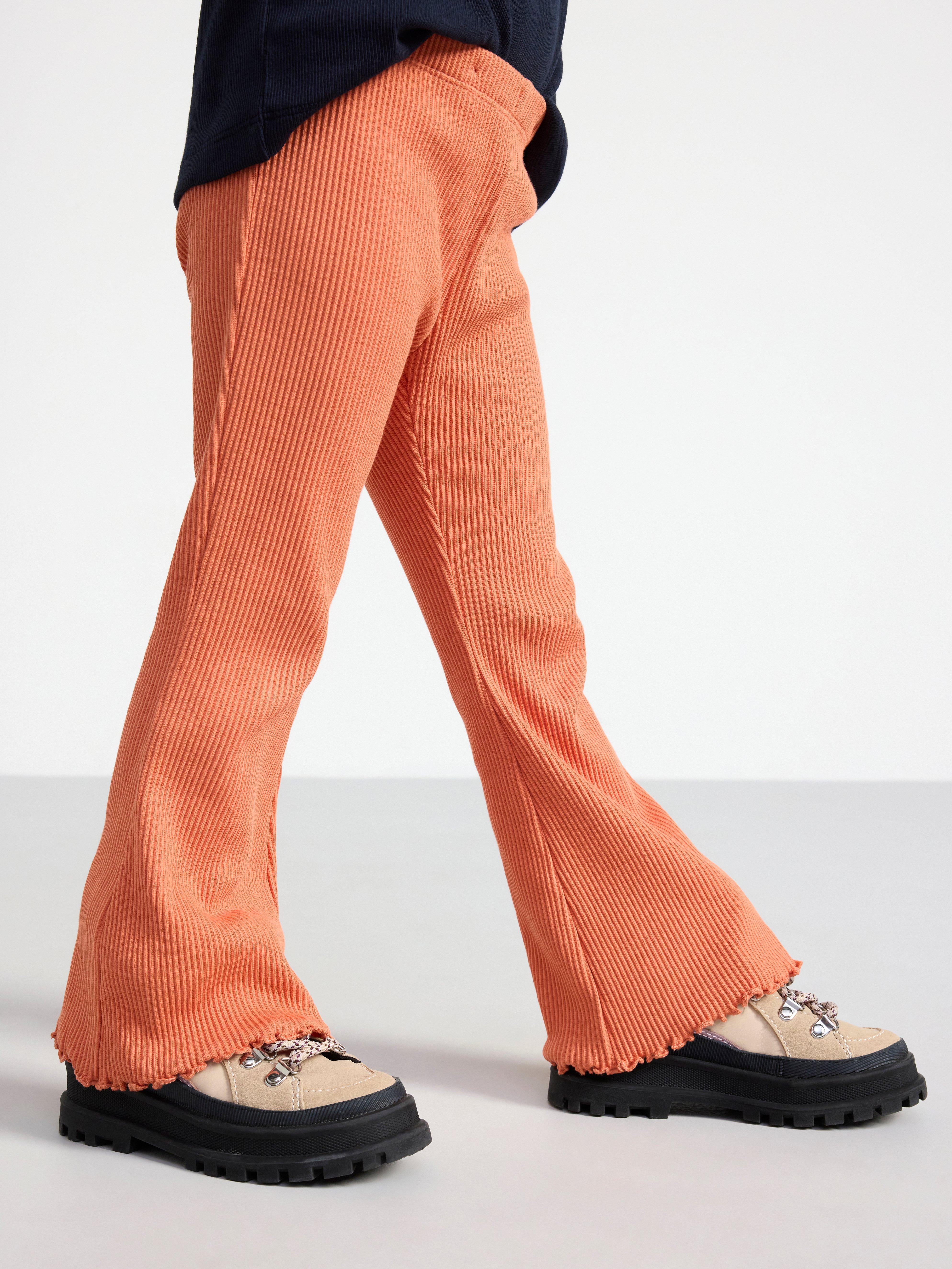 Ribbed flared leggings Light Dusty Orange