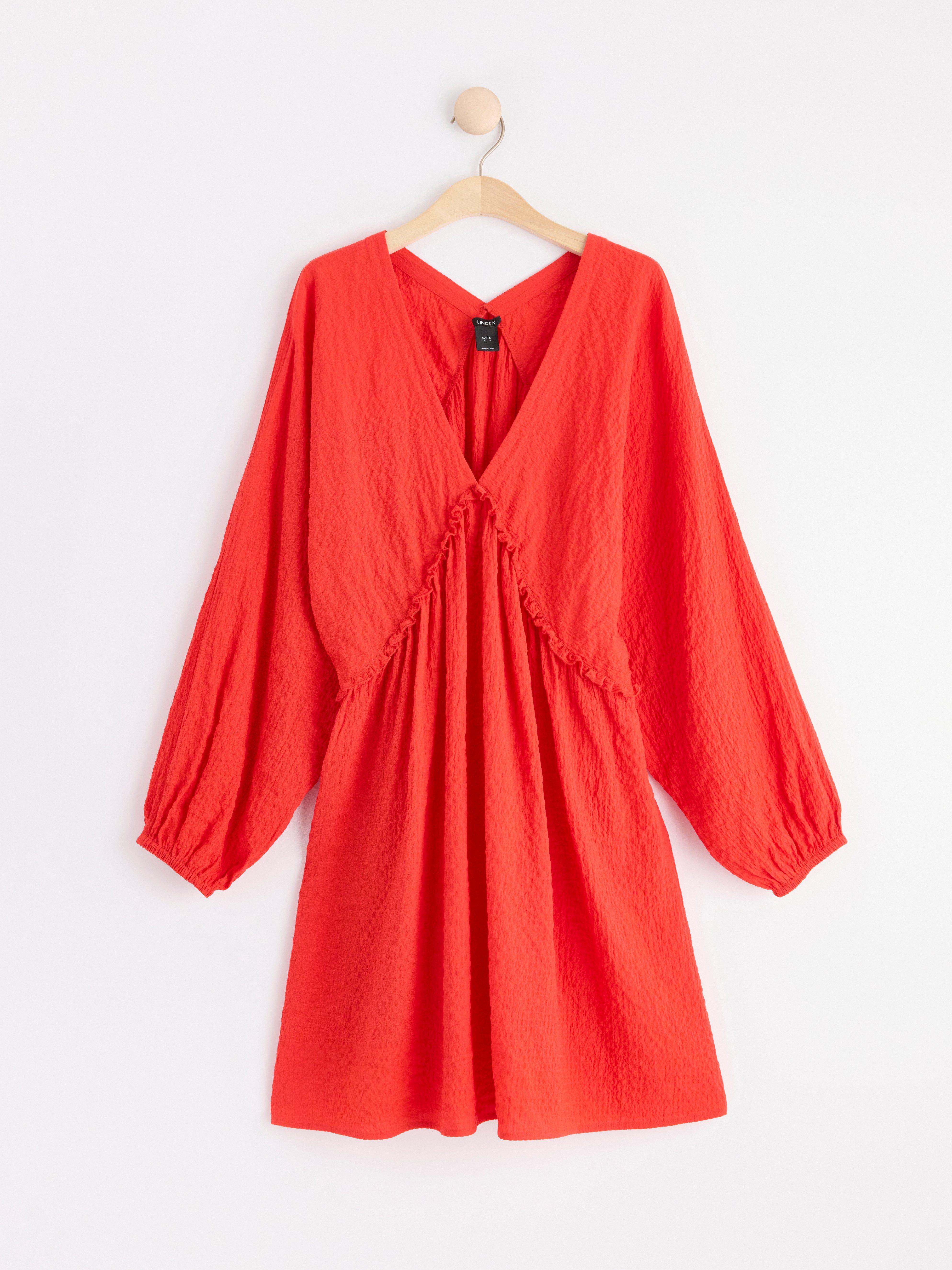 Mini dress with wide sleeves Red