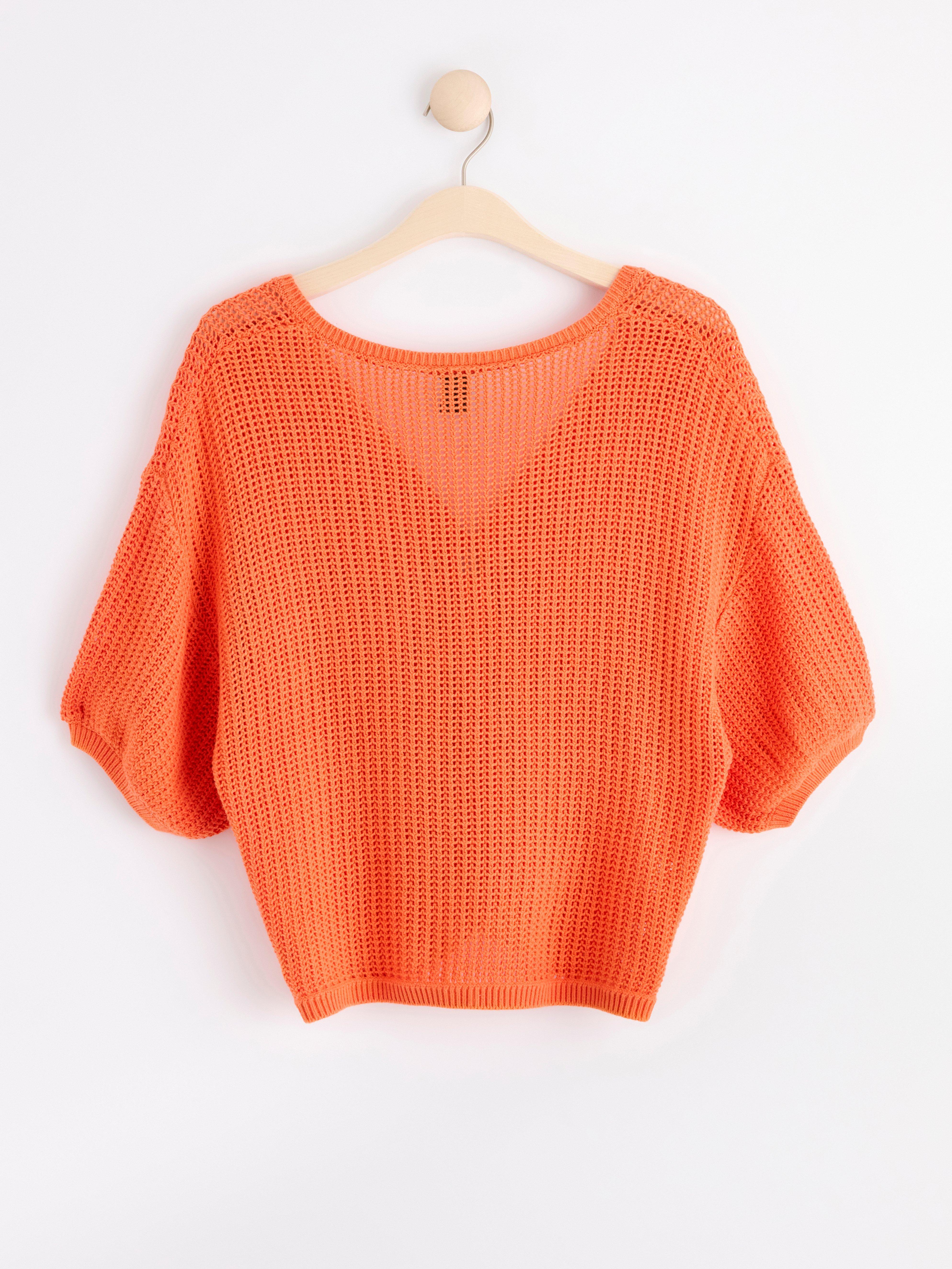 Short sleeve knitted jumper Orange