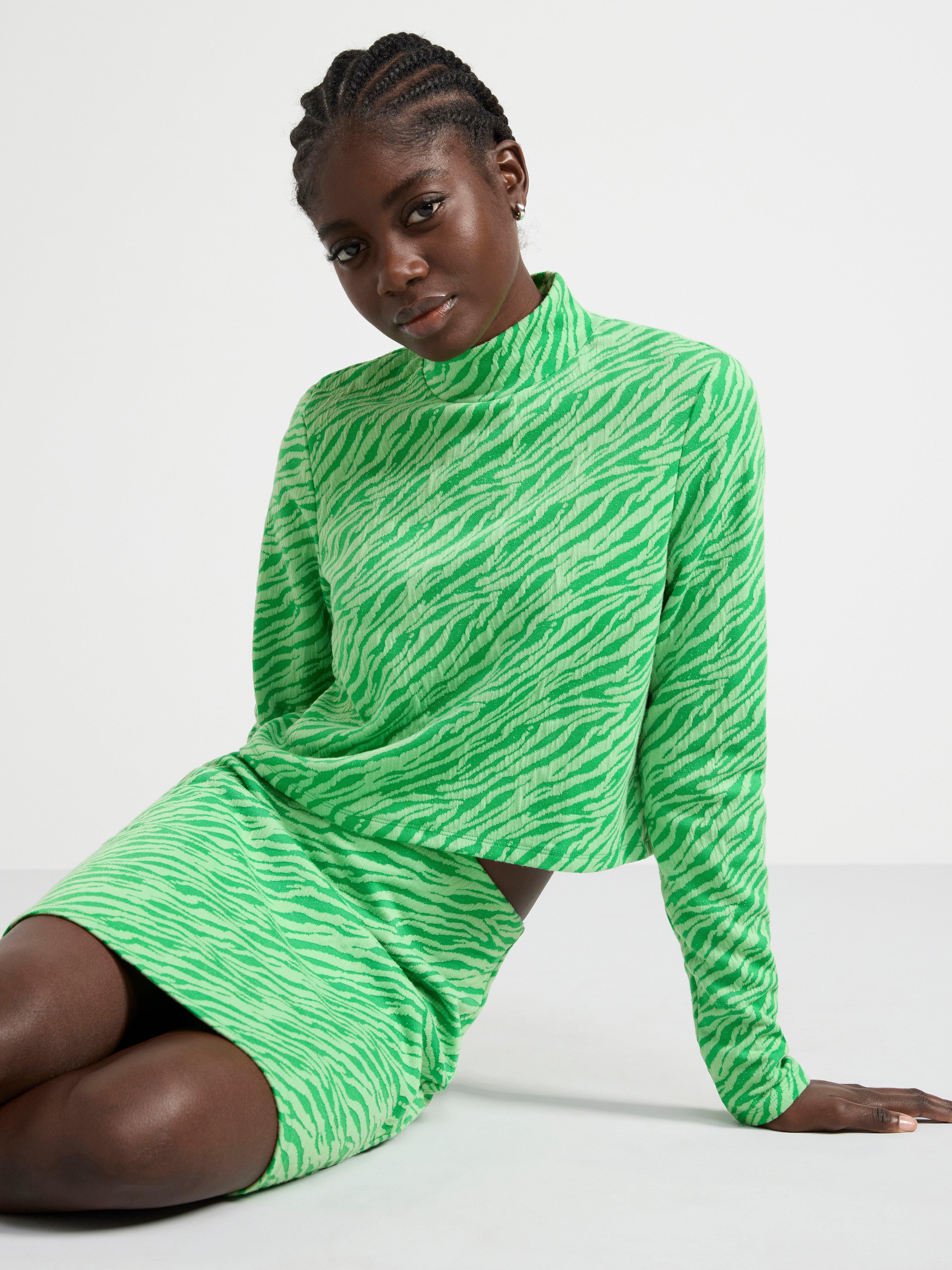 Patterned mini skirt Green