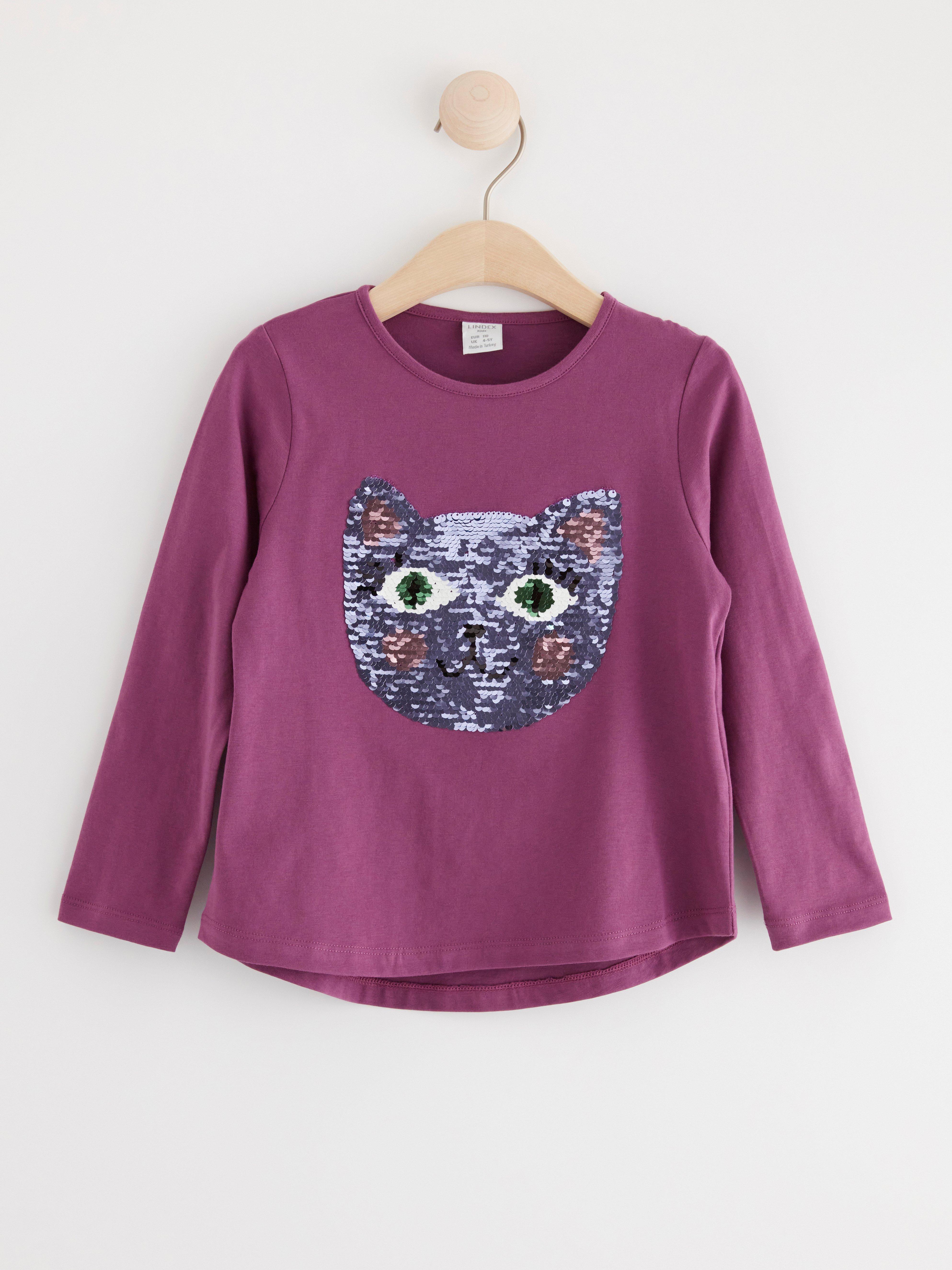 Long sleeve top with reversible sequins LILAC