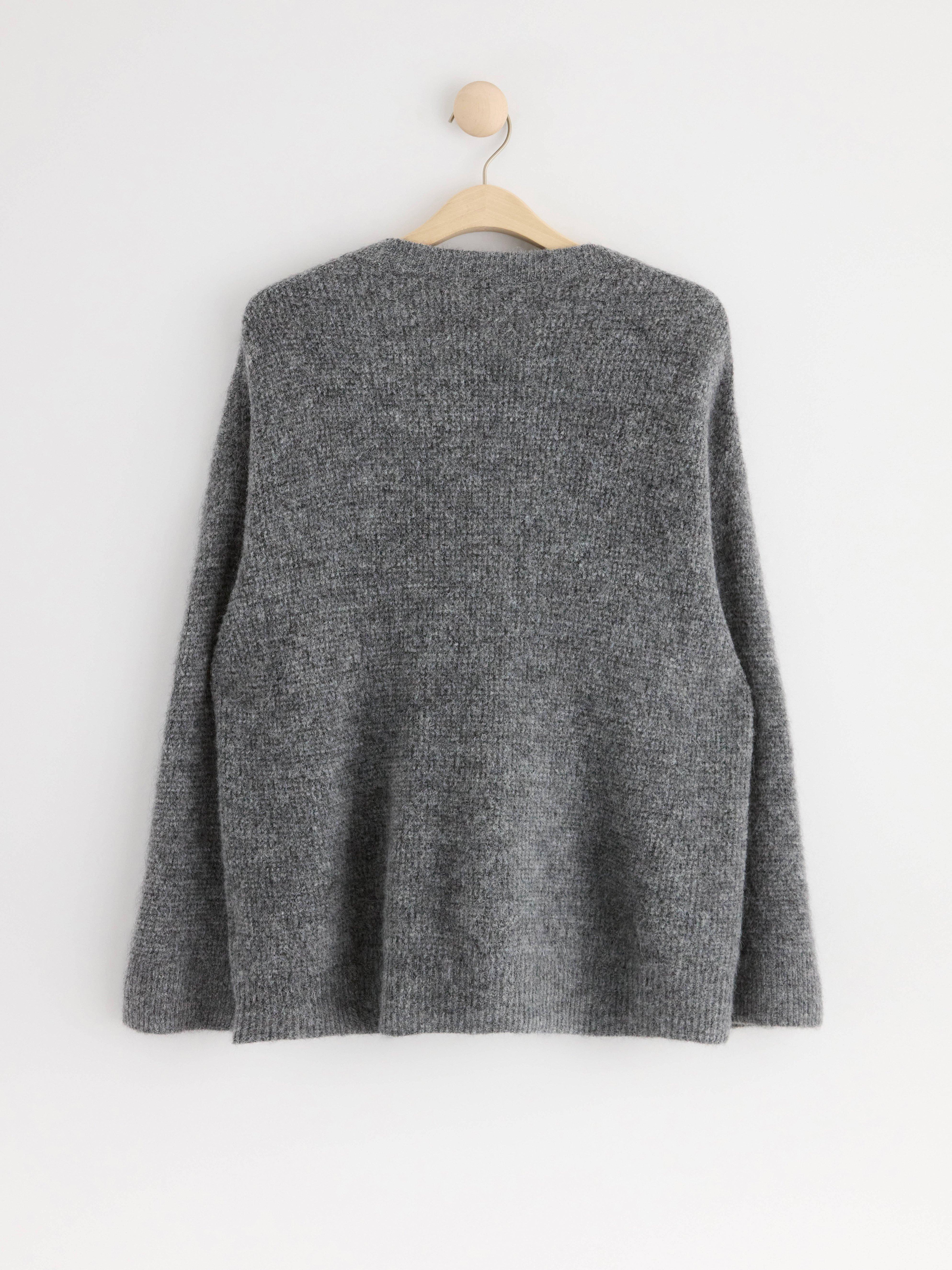 Jumper in wool blend Dark Grey Melange