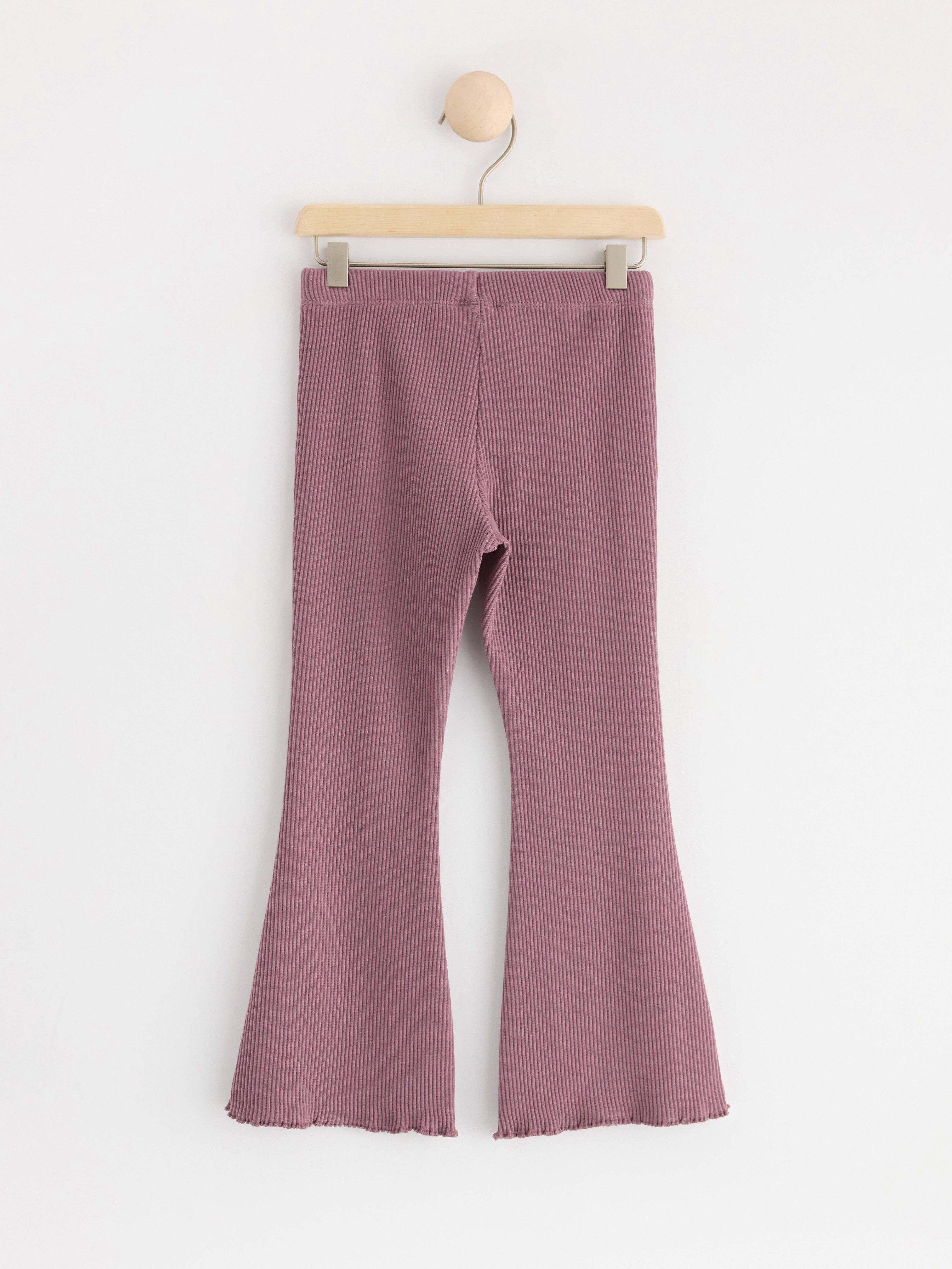 Ribbed flared leggings Dusty Lilac